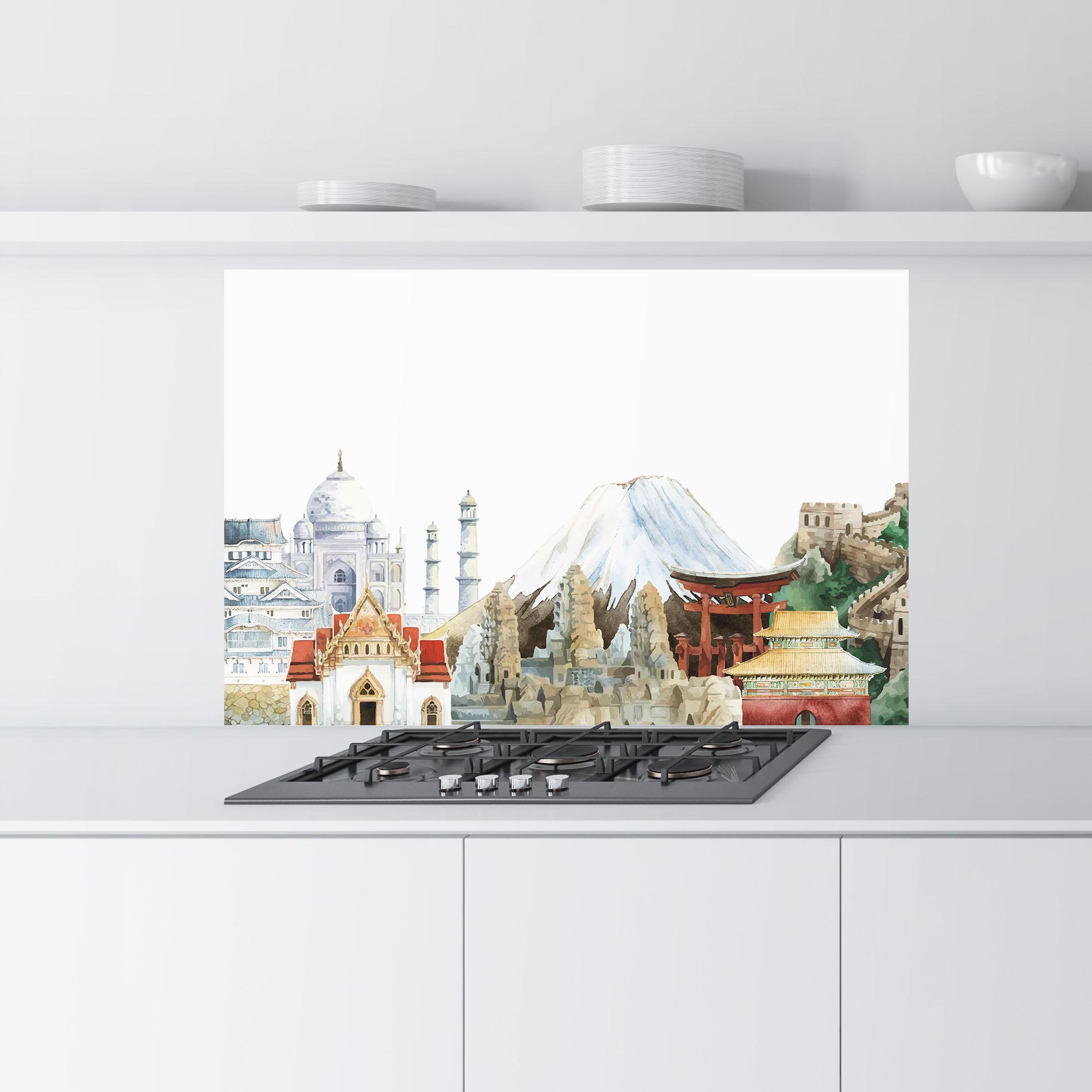 Küchenrückwand Glas City View Mix mockup 9