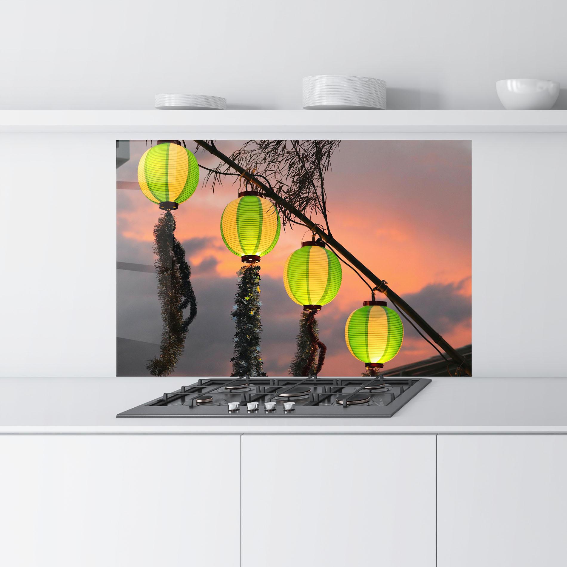 Küchenrückwand Glas Green Lights mockup 9
