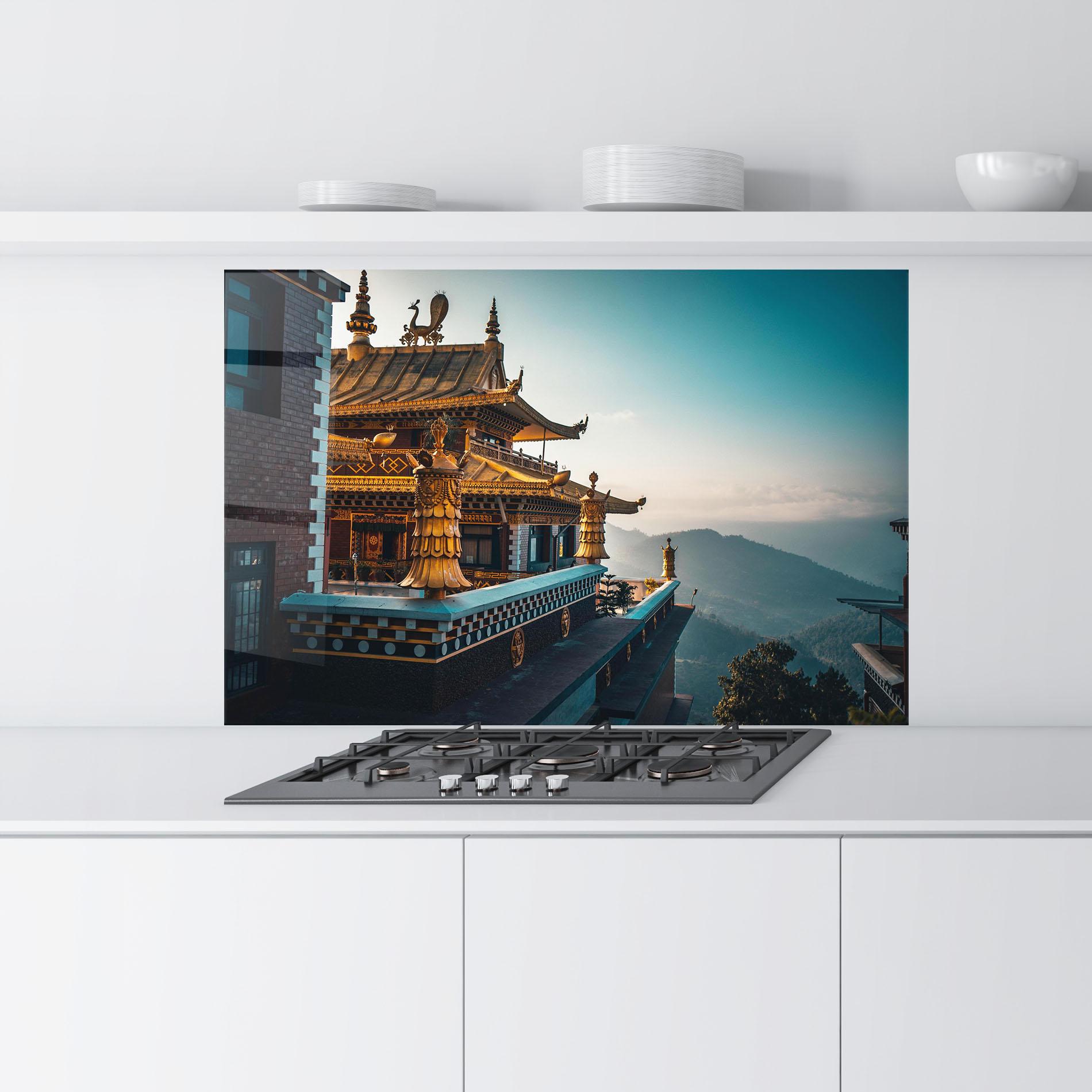 Küchenrückwand Glas Namo Buddha mockup 9