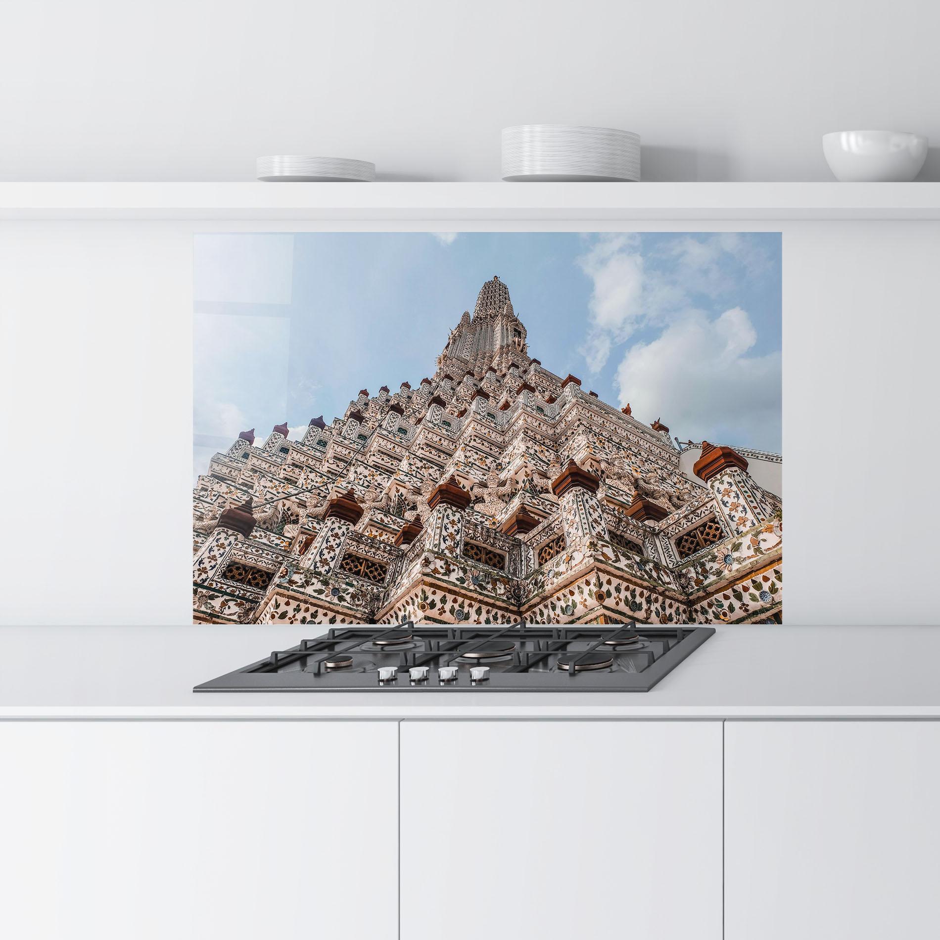 Küchenrückwand Glas Temple Of Dawn mockup 9