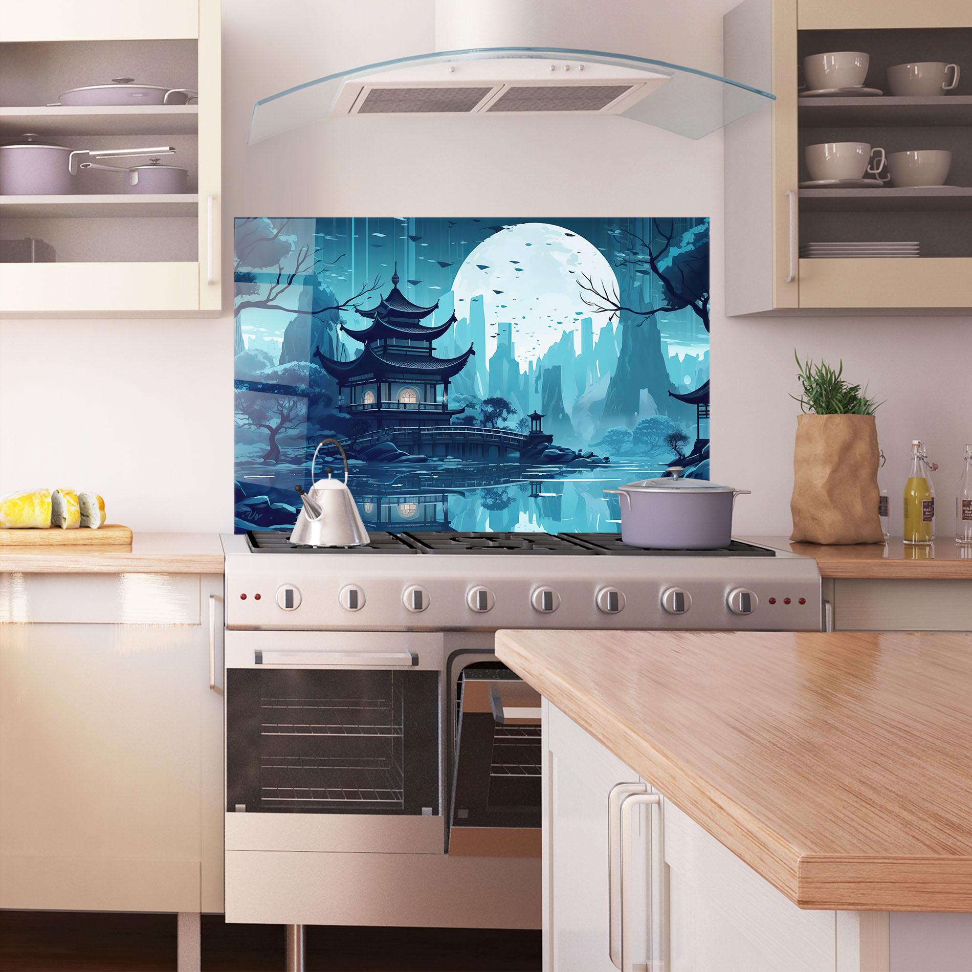 Küchenrückwand Glas Chinese Cartoon mockup 1
