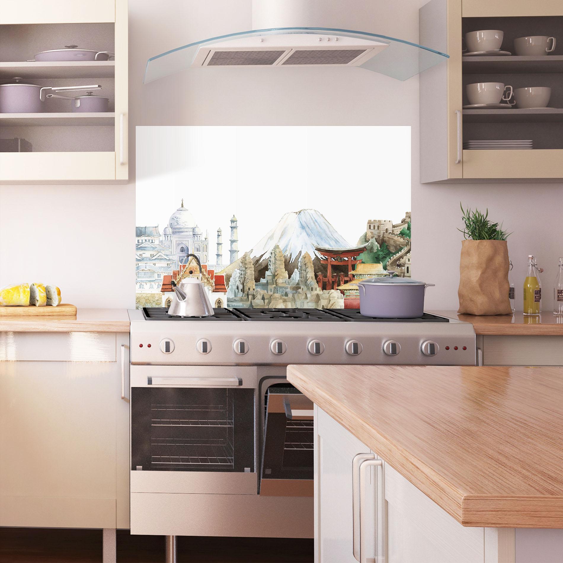 Küchenrückwand Glas City View Mix mockup 1