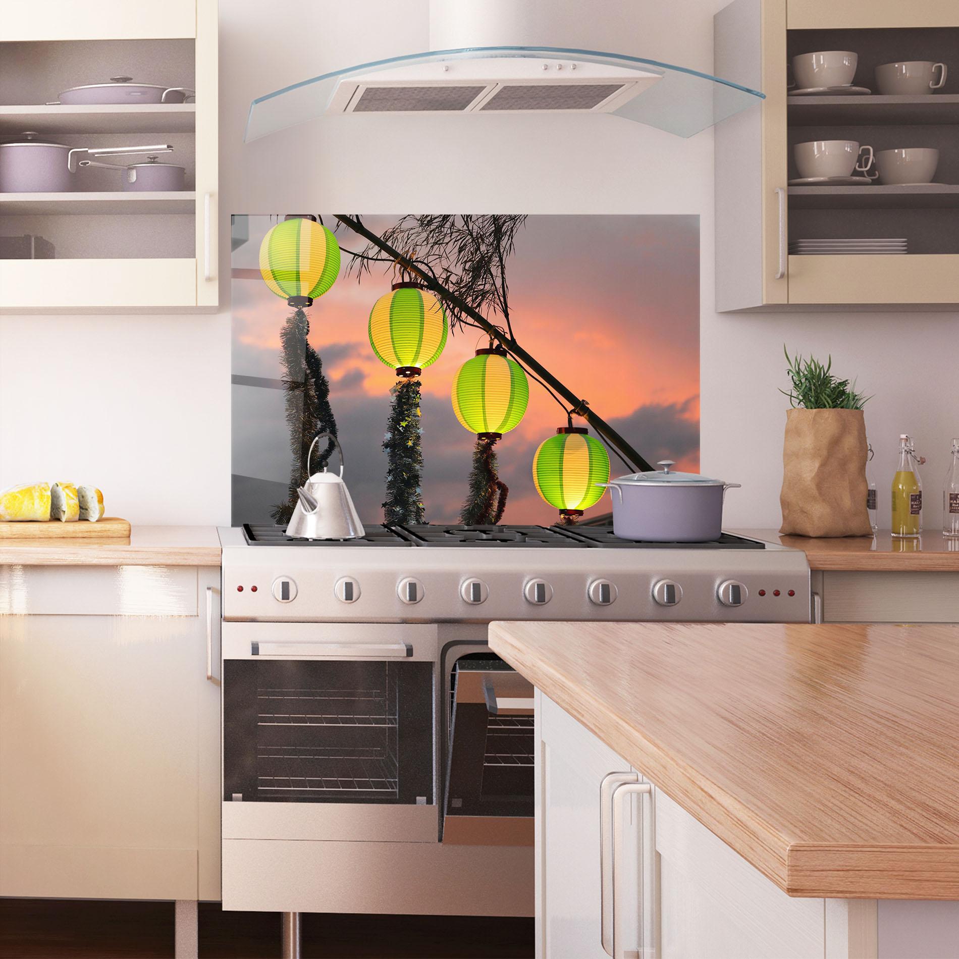 Küchenrückwand Glas Green Lights mockup 1