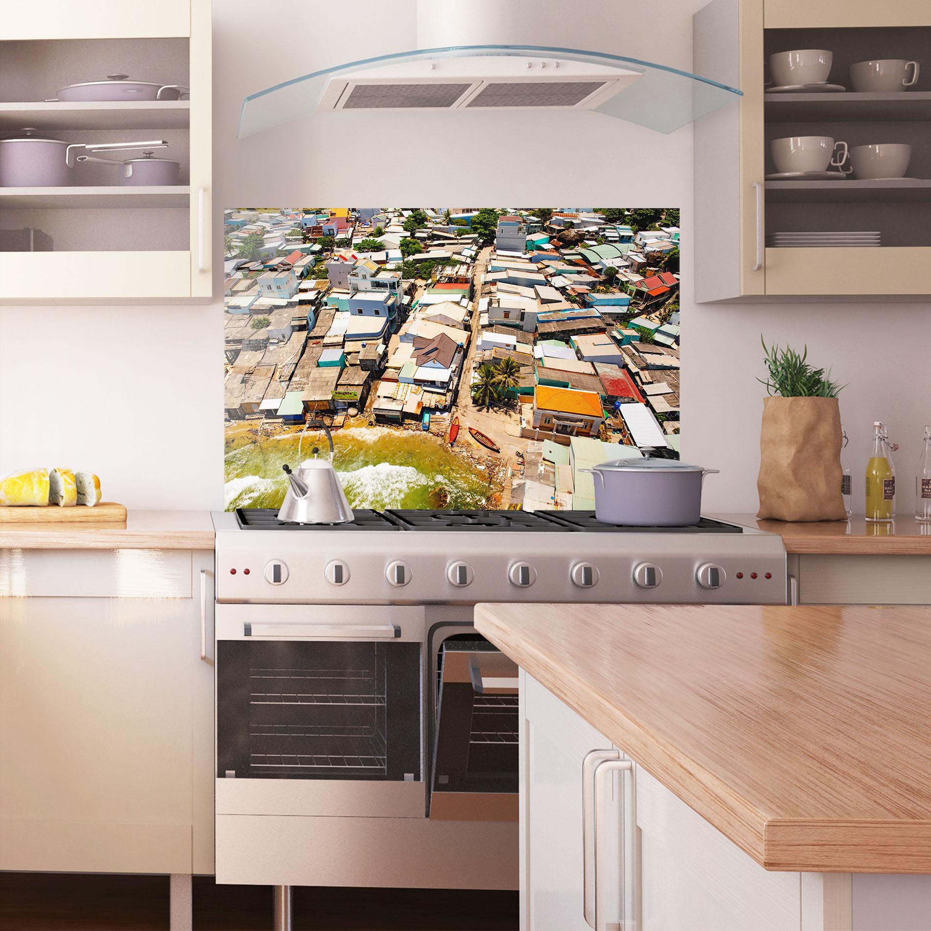 Küchenrückwand Glas Vietnam Slums mockup 1