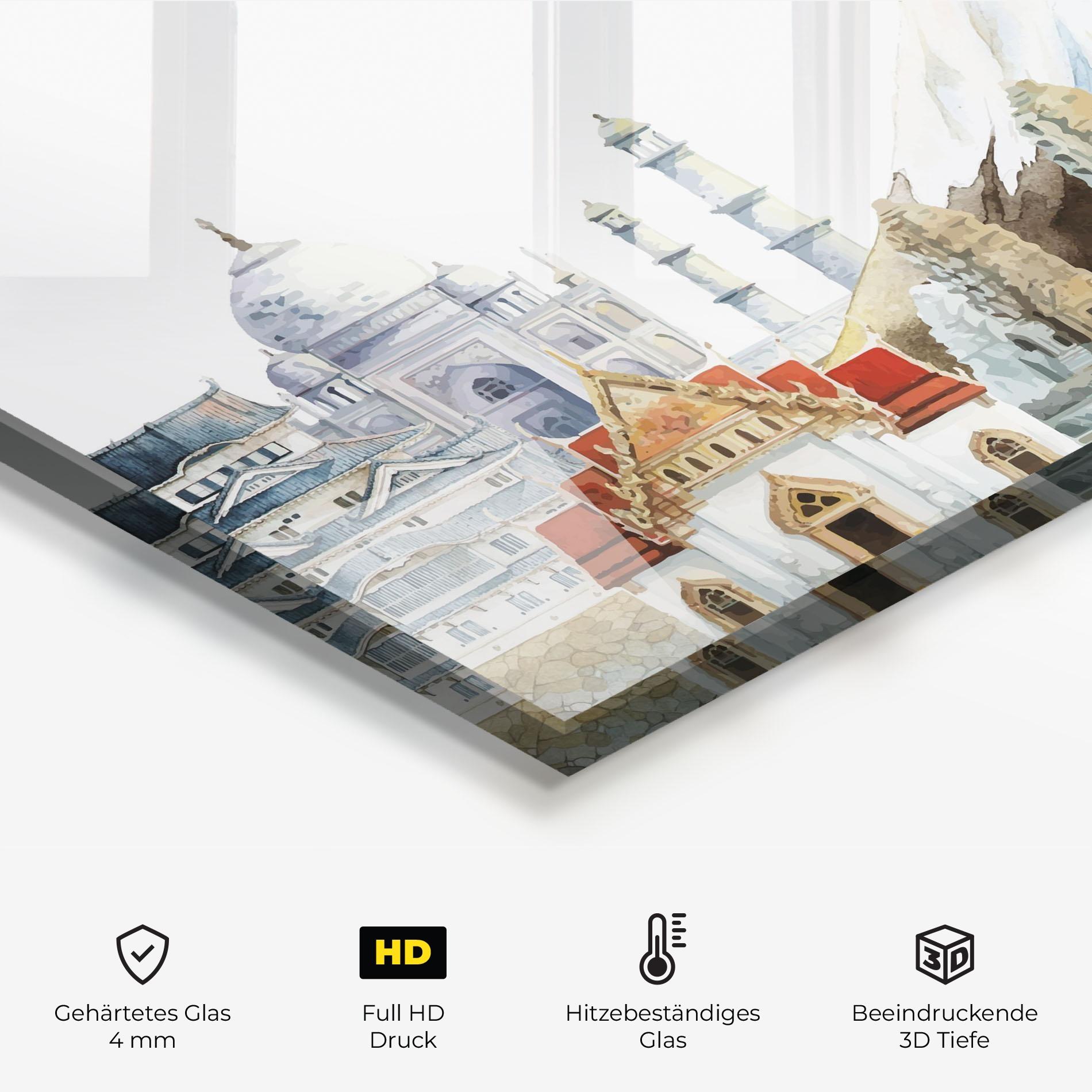 Küchenrückwand Glas City View Mix mockup 2