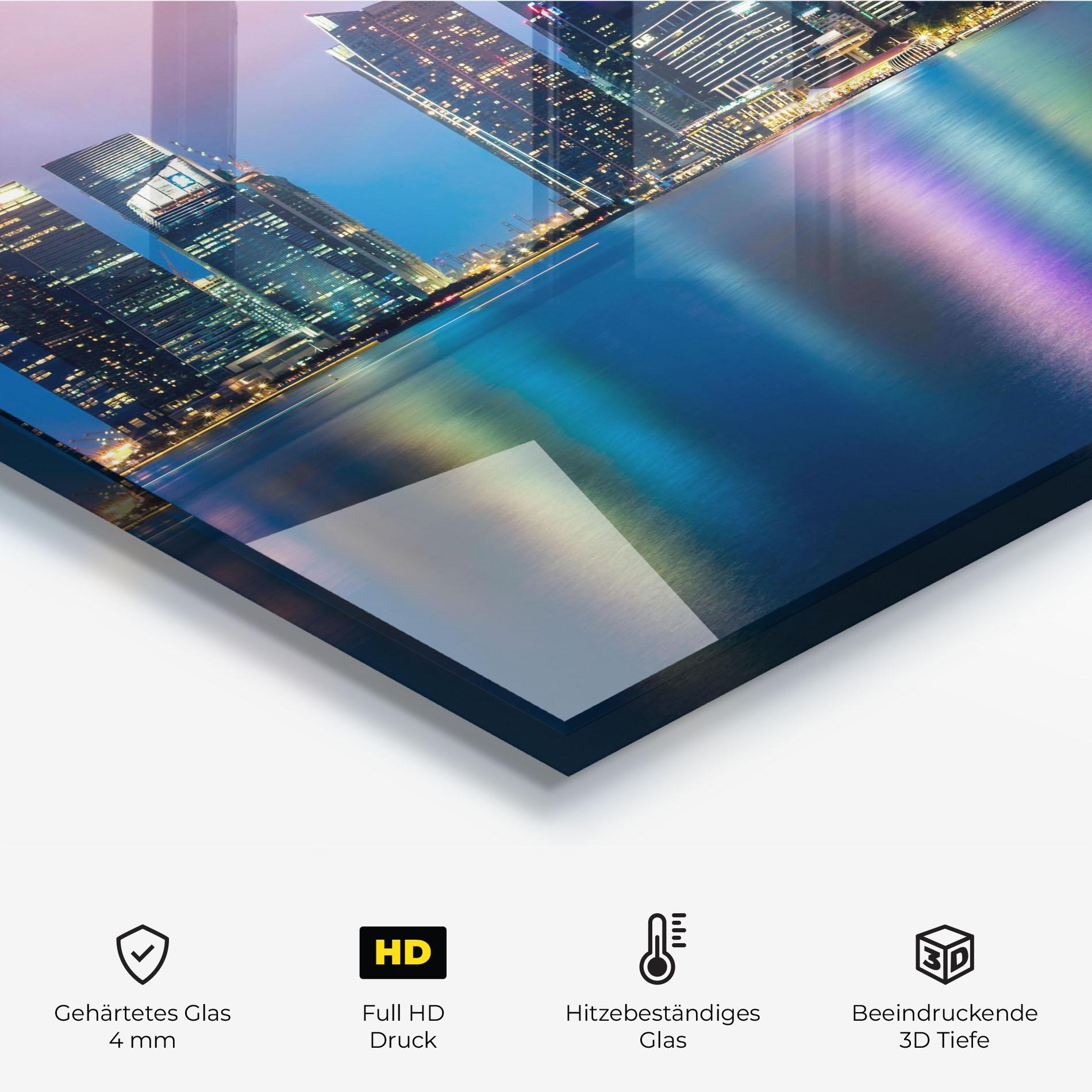 Küchenrückwand Glas Hong Kong Skyline mockup 2