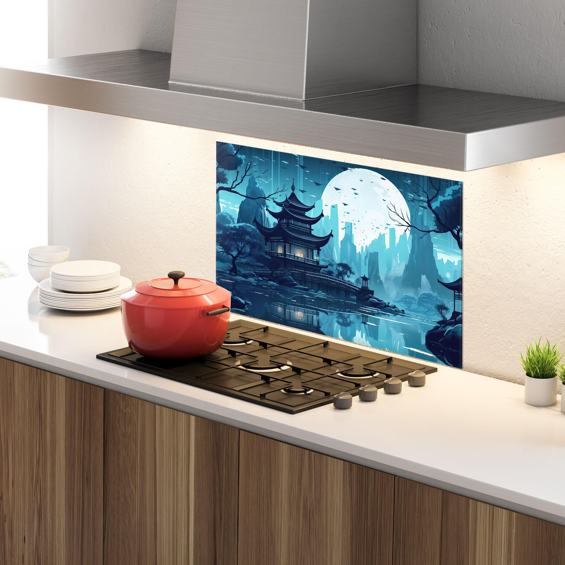 Küchenrückwand Glas Chinese Cartoon mockup 4