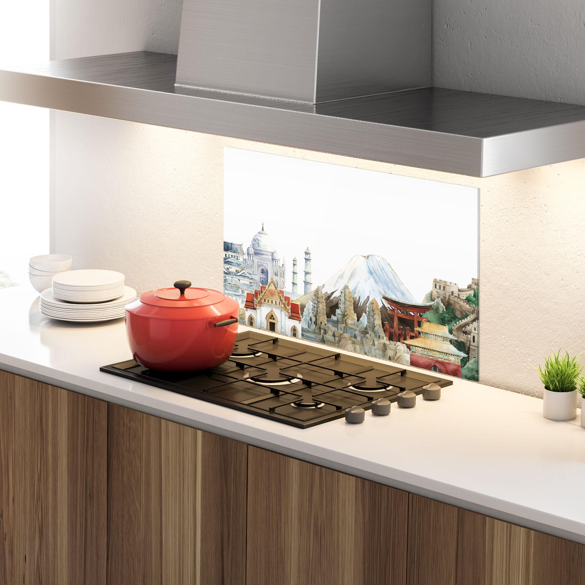 Küchenrückwand Glas City View Mix mockup 4