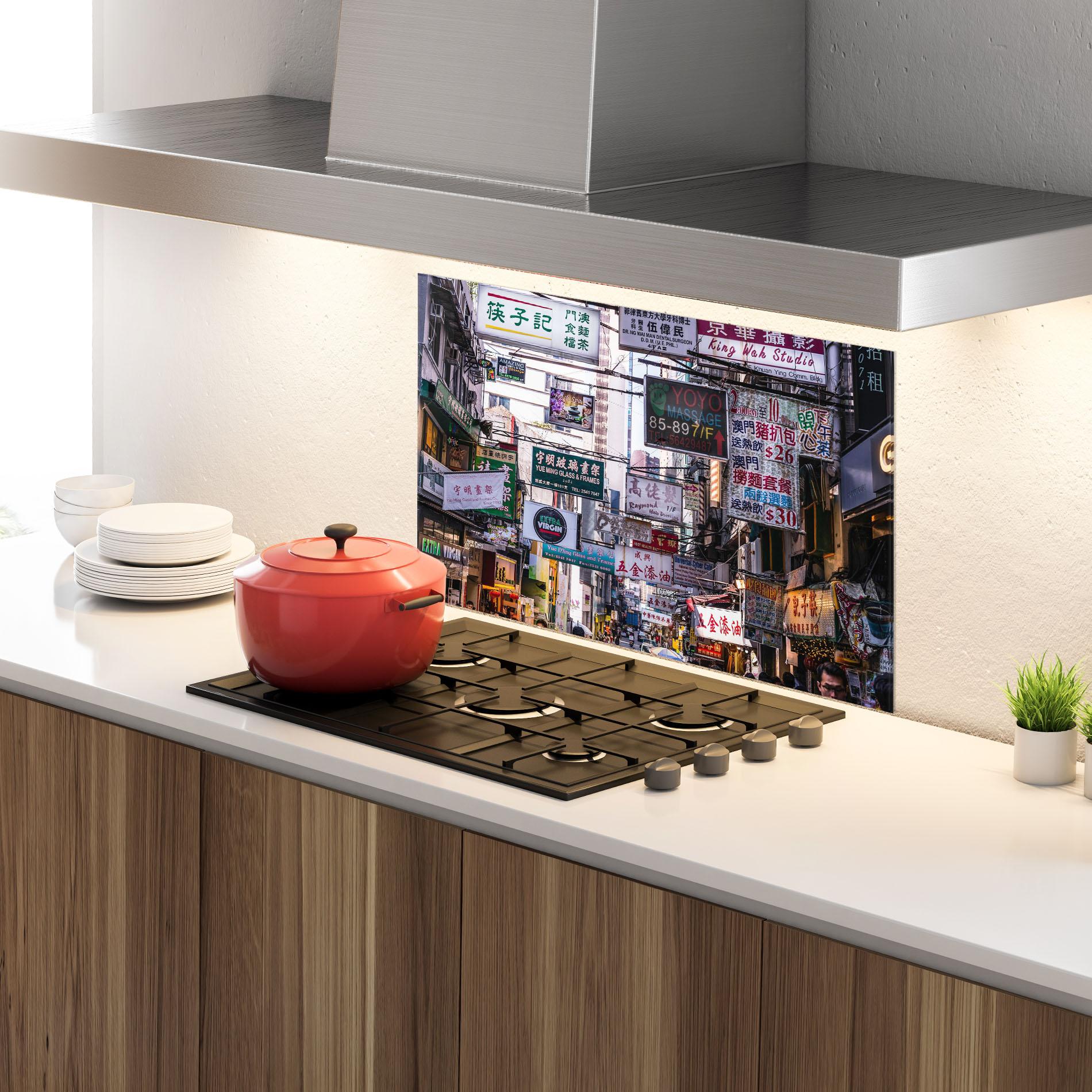 Küchenrückwand Glas Mong Kok mockup 4