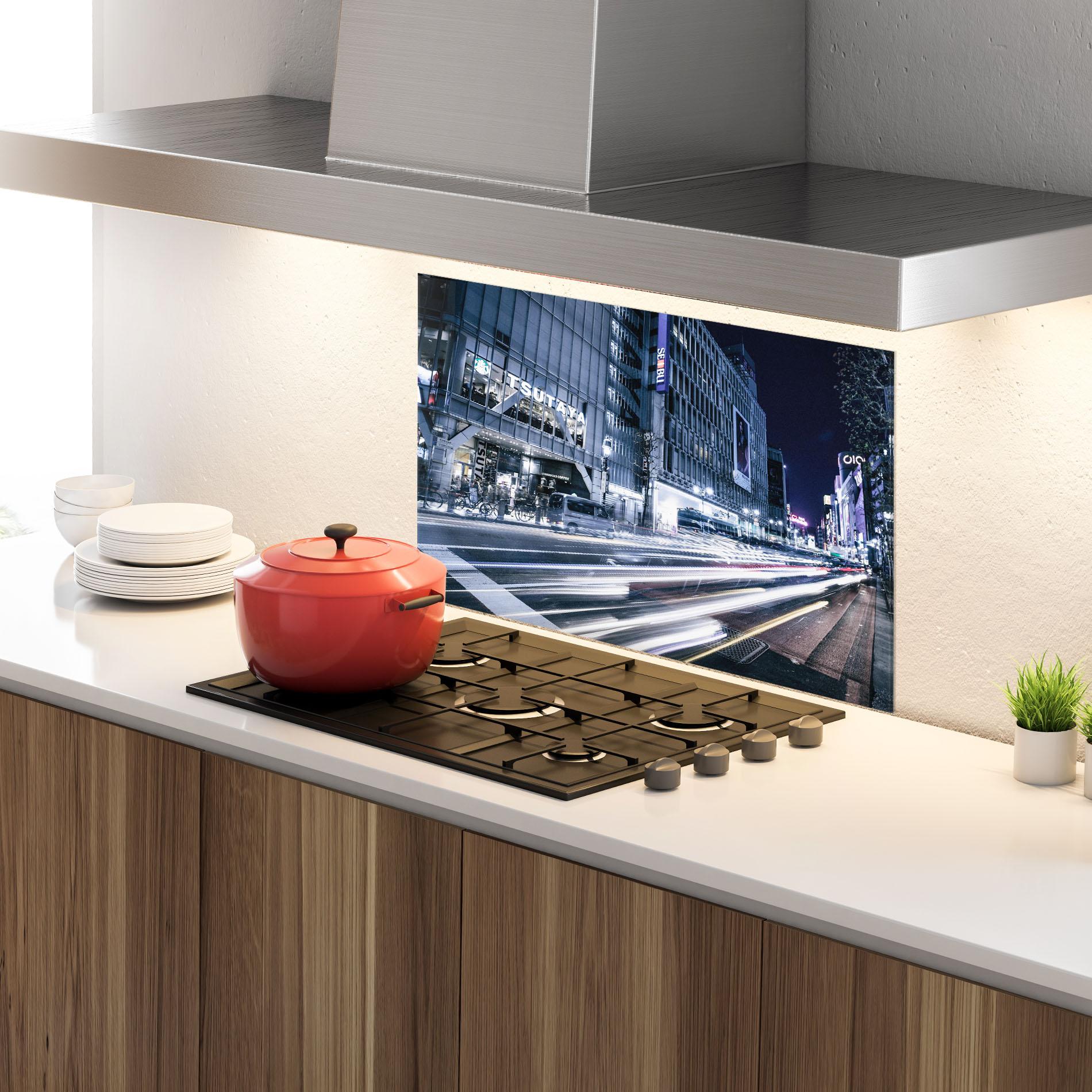 Küchenrückwand Glas Road Traffic mockup 4