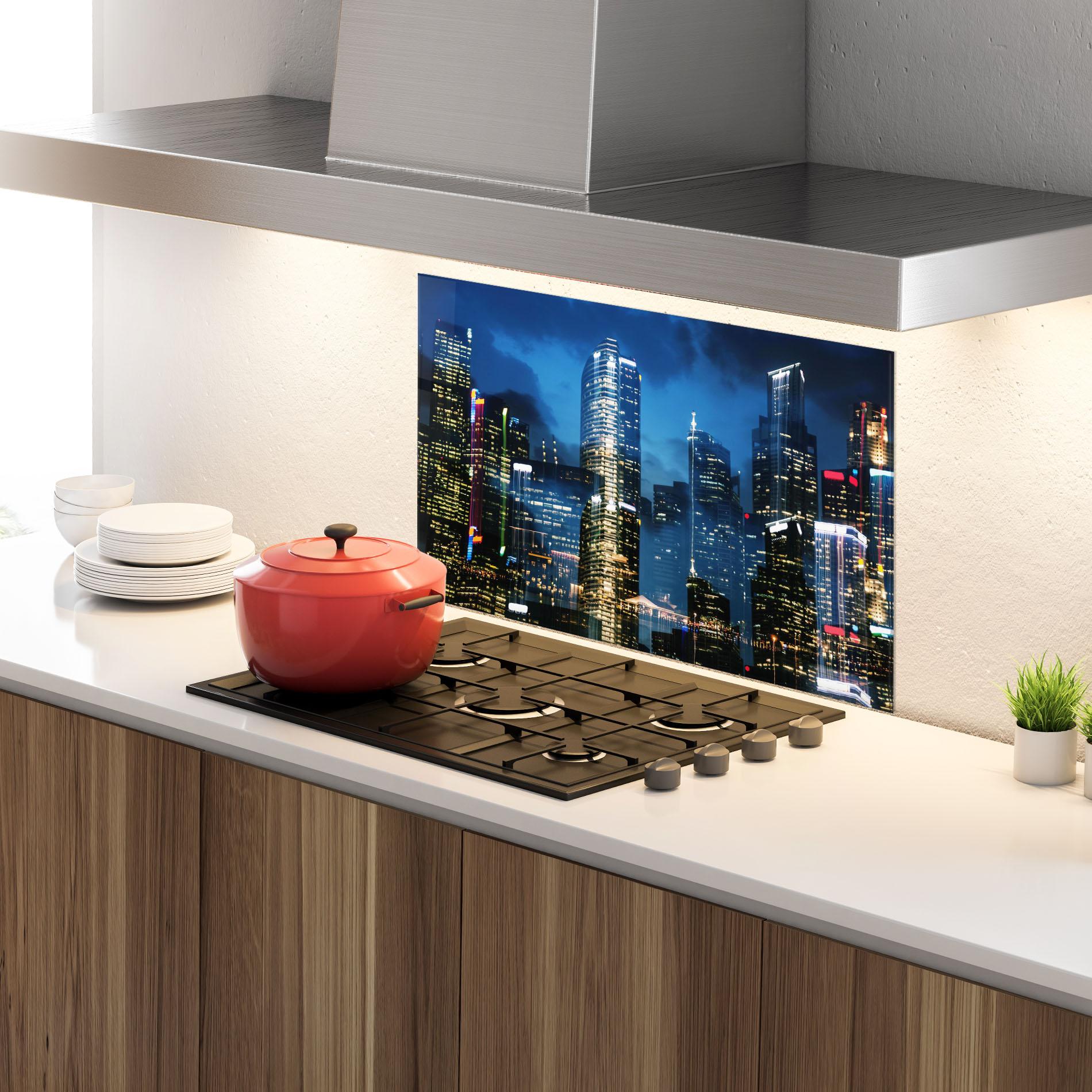 Küchenrückwand Glas Singapore Night mockup 4