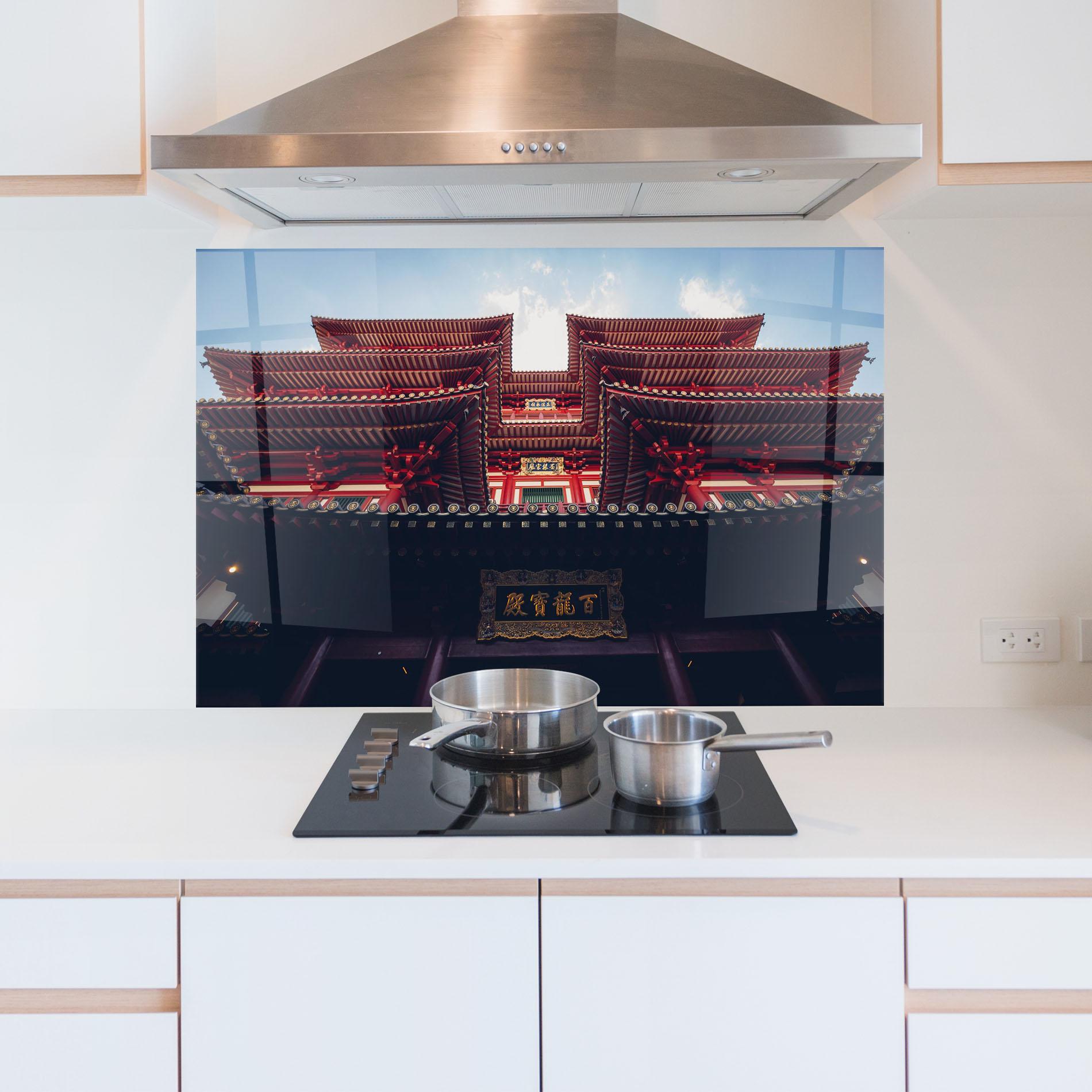 Küchenrückwand Glas Buddhist Temple mockup 5