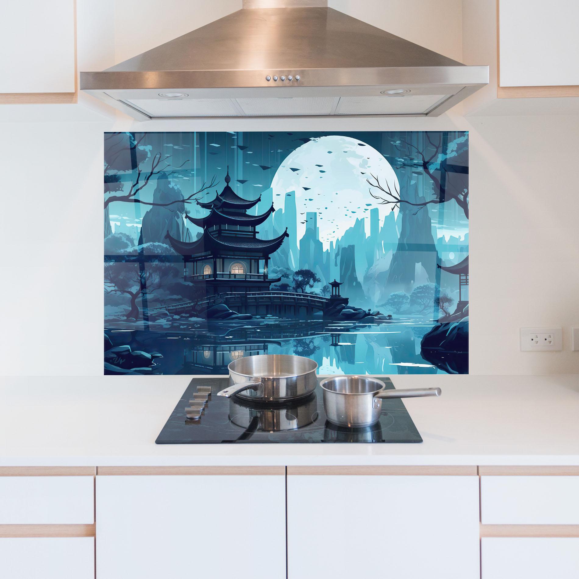 Küchenrückwand Glas Chinese Cartoon mockup 5