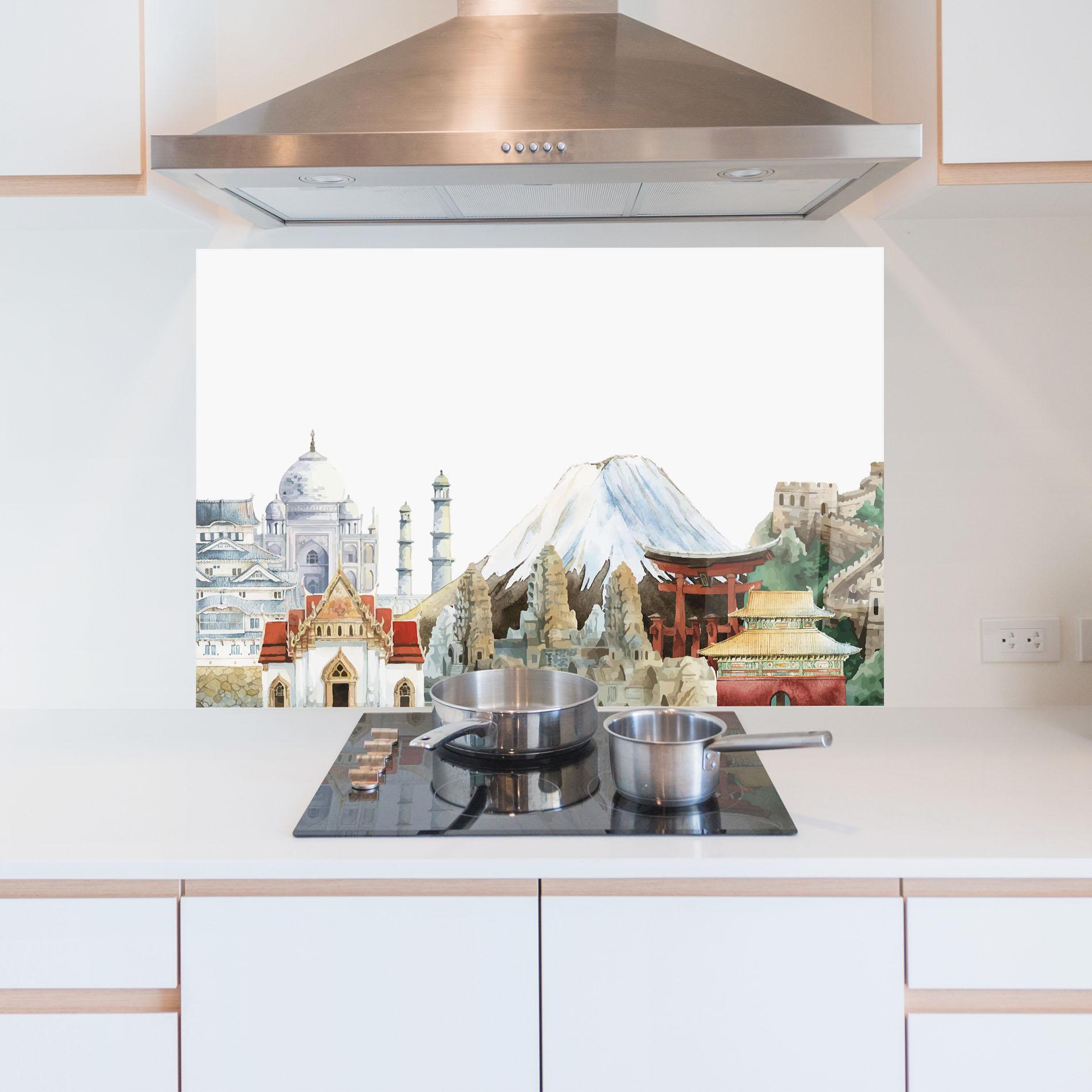 Küchenrückwand Glas City View Mix mockup 5