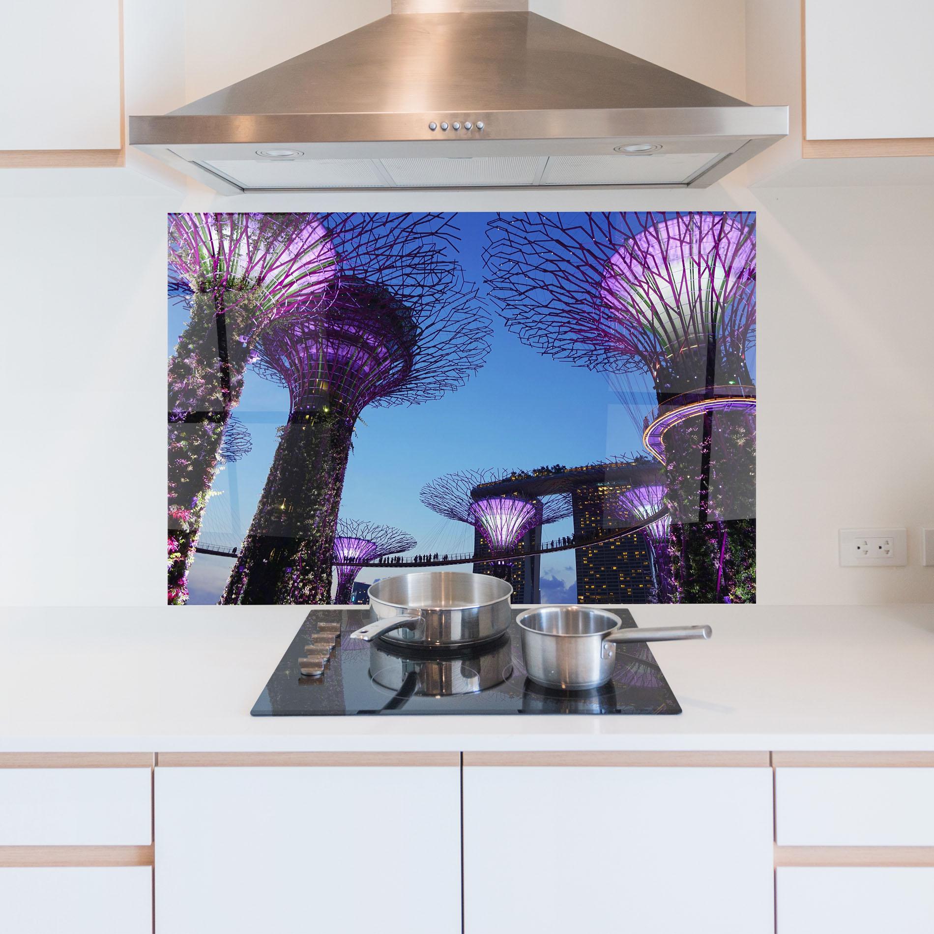 Küchenrückwand Glas Gardens By The Bay mockup 5