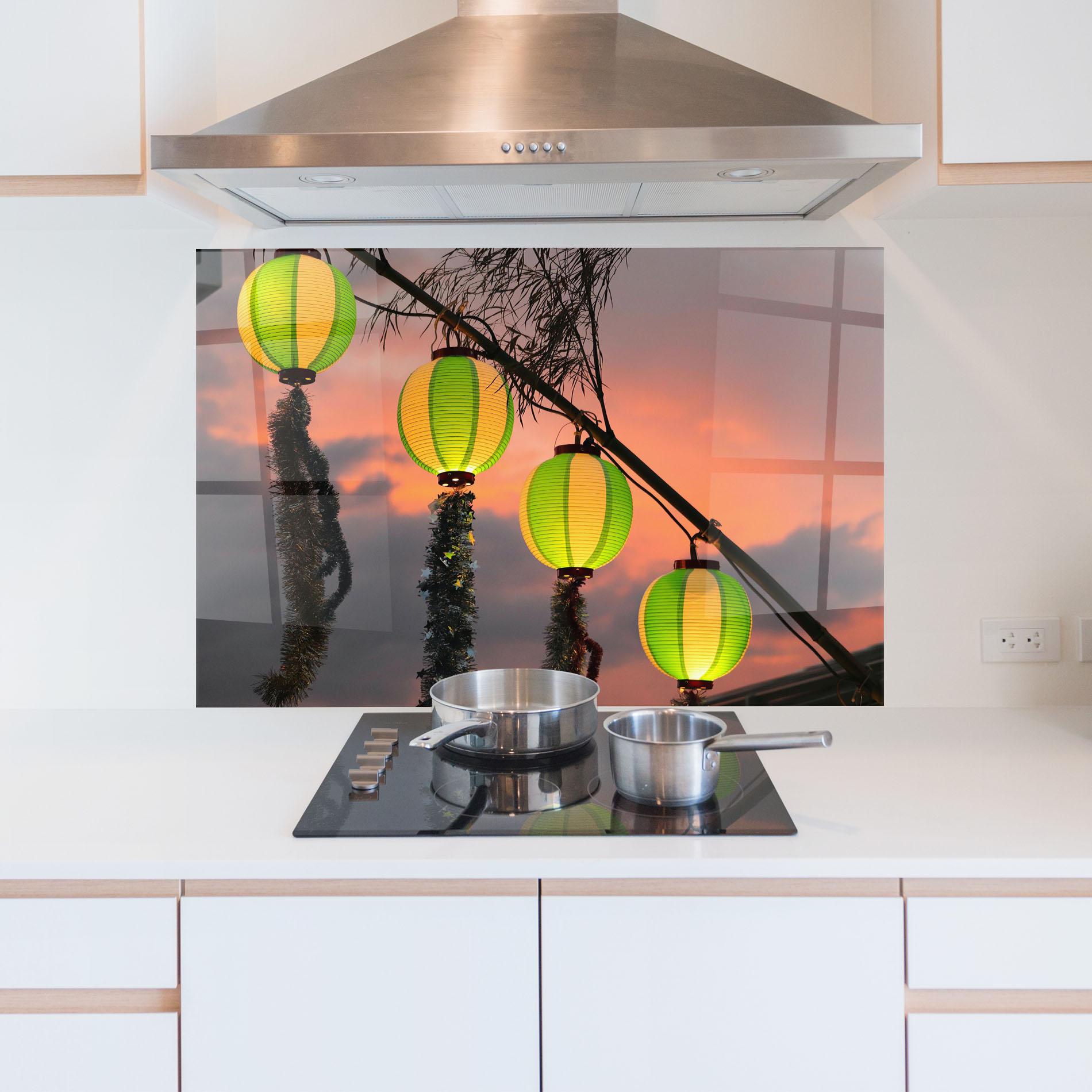 Küchenrückwand Glas Green Lights mockup 5