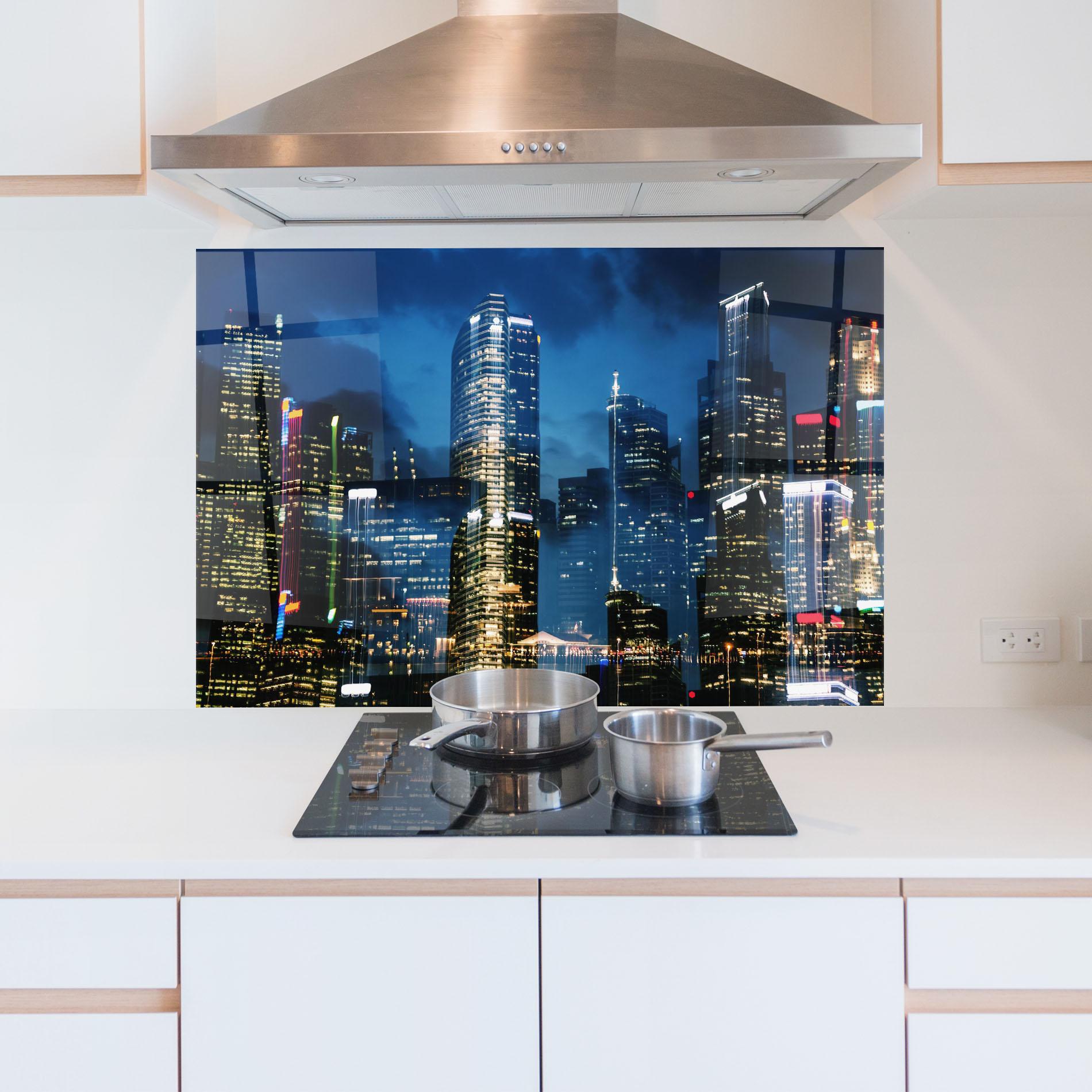 Küchenrückwand Glas Singapore Night mockup 5
