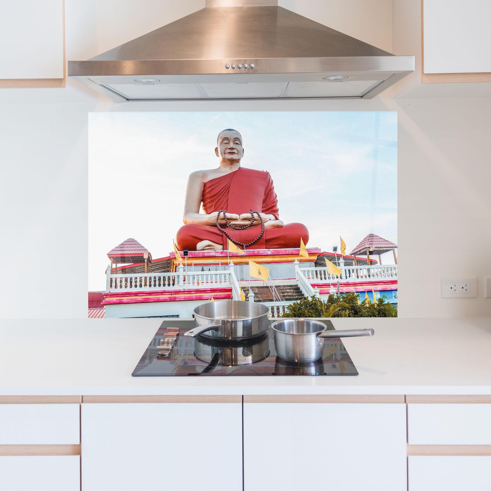 Küchenrückwand Glas Statue Ghana Devi mockup 5
