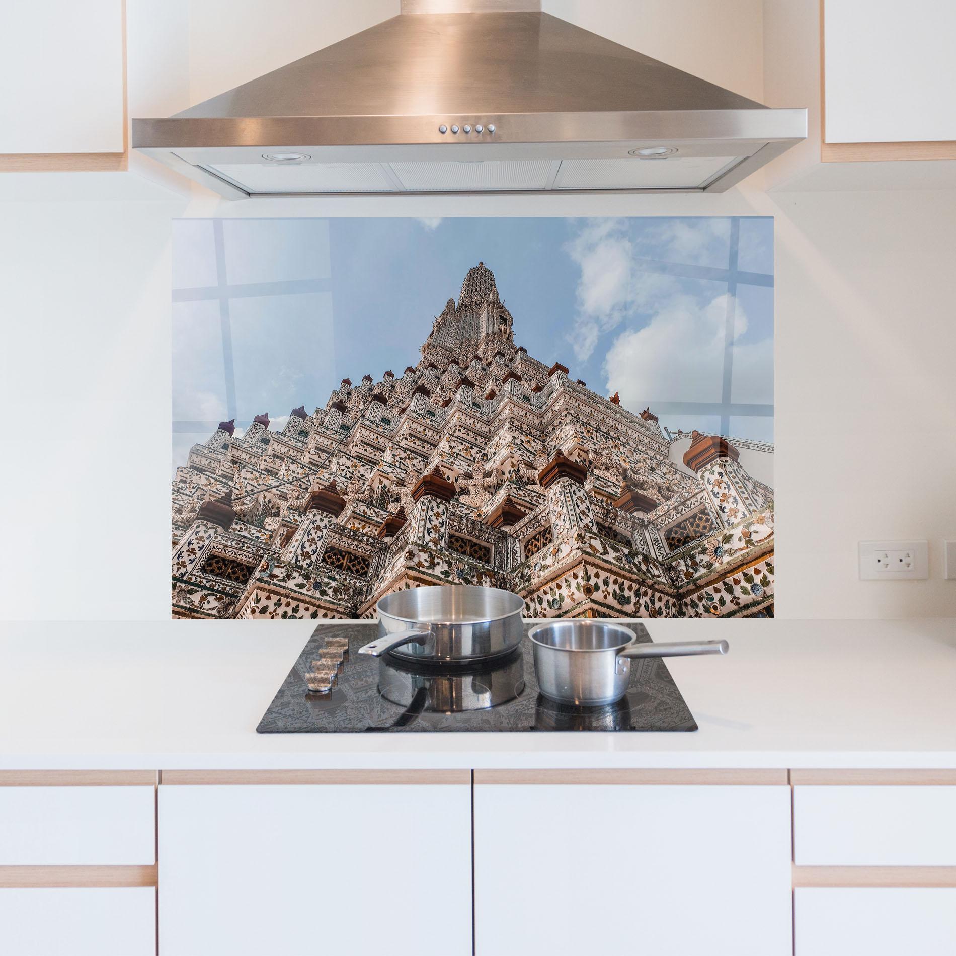 Küchenrückwand Glas Temple Of Dawn mockup 5