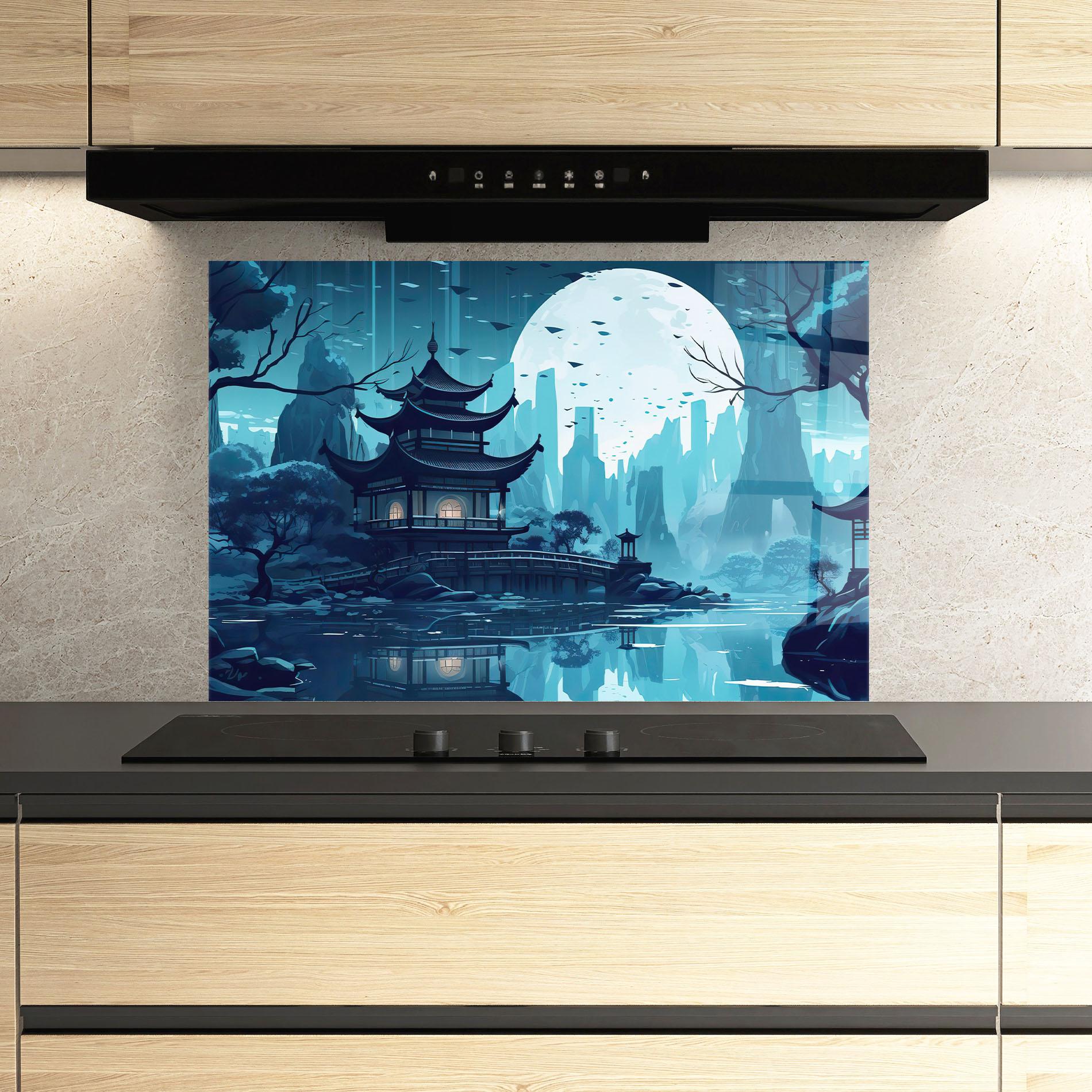 Küchenrückwand Glas Chinese Cartoon mockup 3