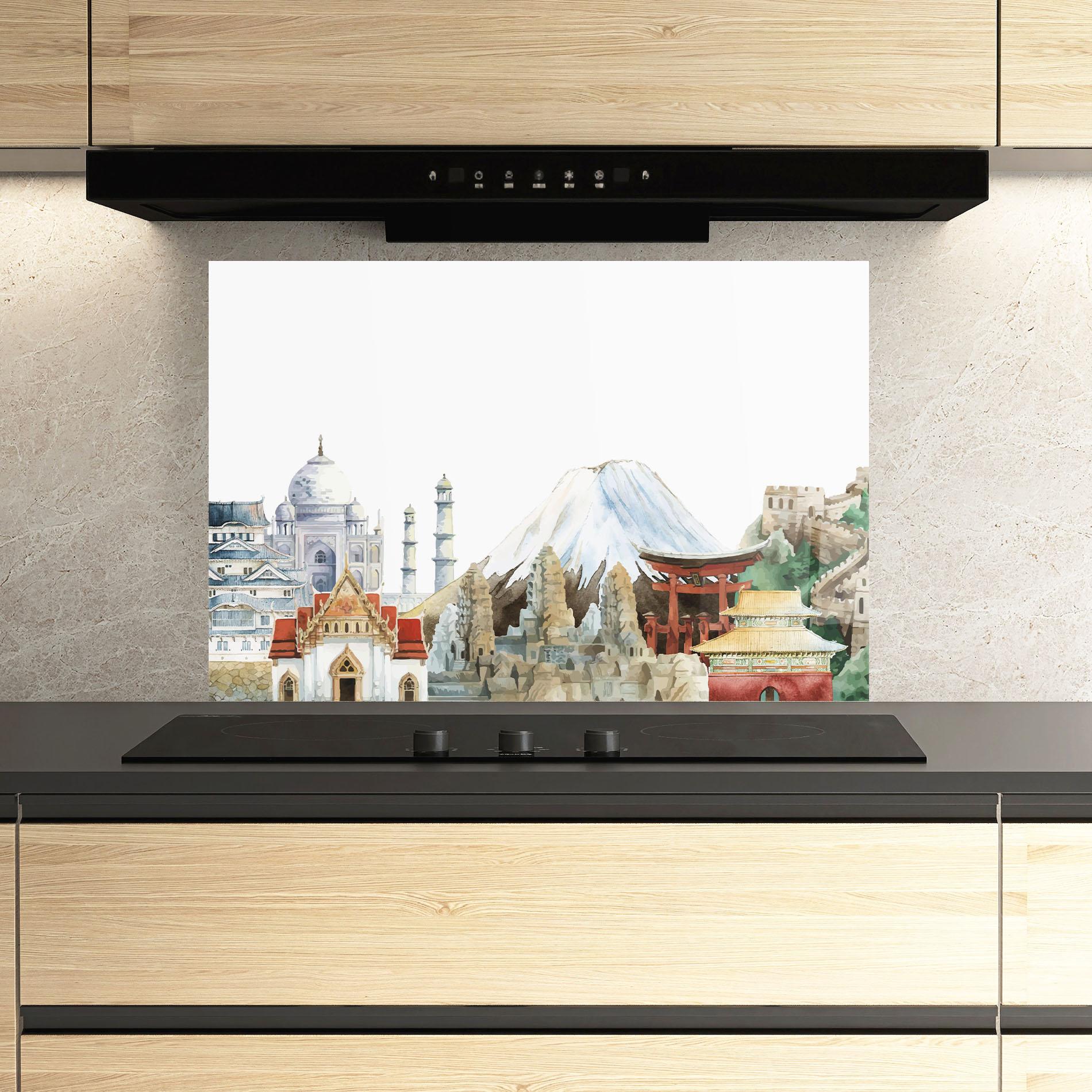 Küchenrückwand Glas City View Mix mockup 3