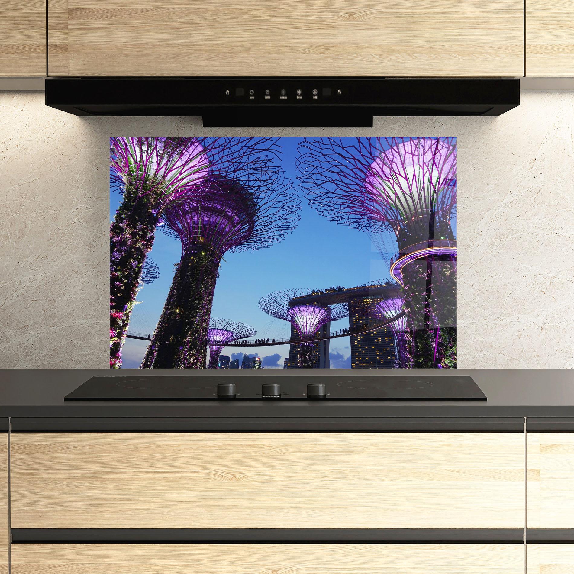 Küchenrückwand Glas Gardens By The Bay mockup 3