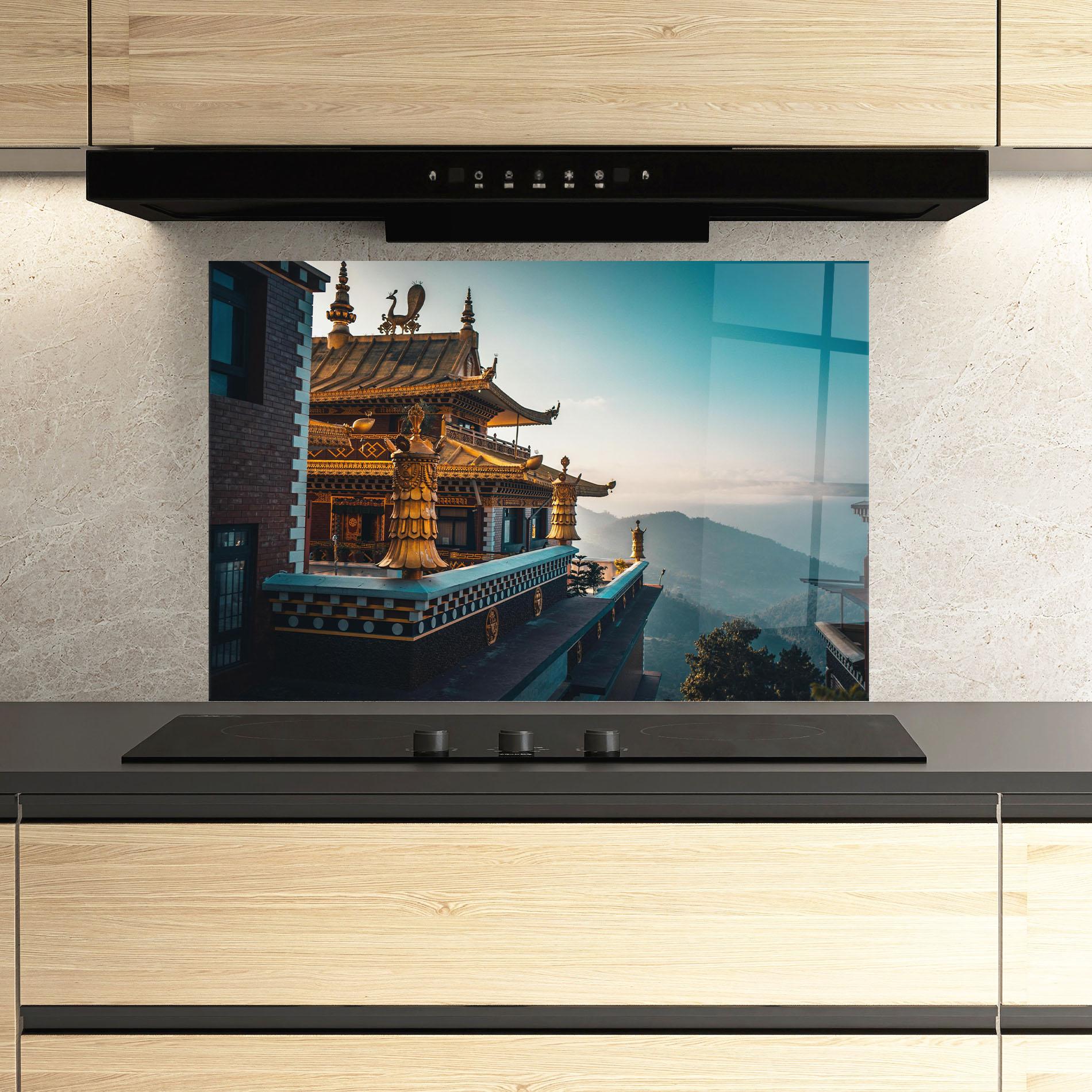 Küchenrückwand Glas Namo Buddha mockup 3