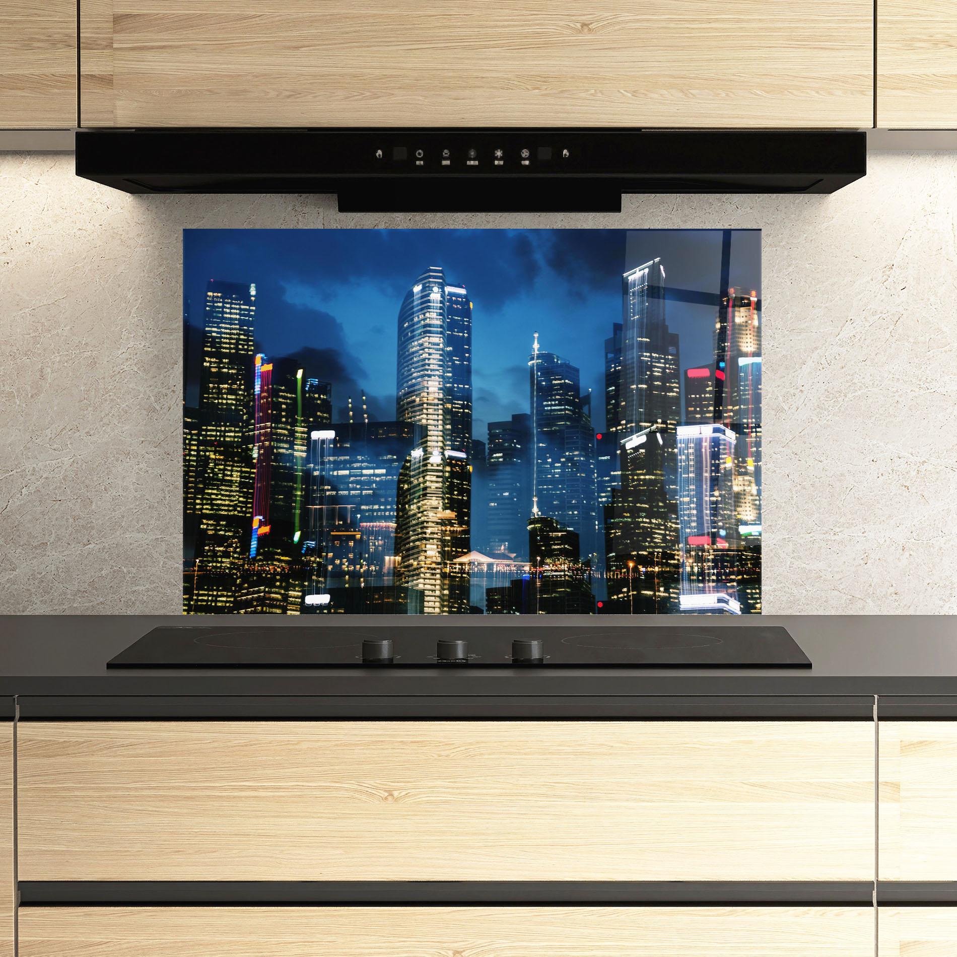 Küchenrückwand Glas Singapore Night mockup 3