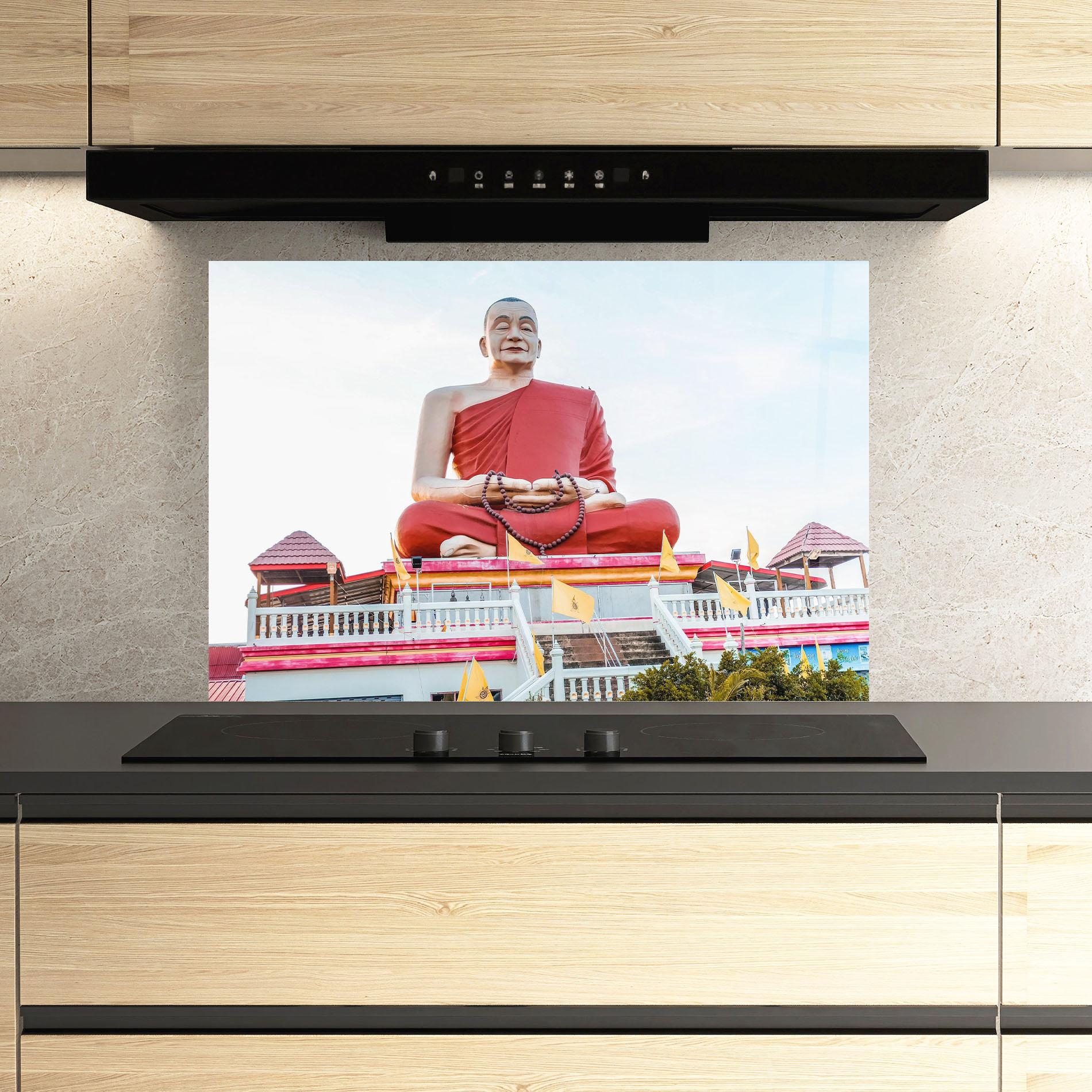 Küchenrückwand Glas Statue Ghana Devi mockup 3