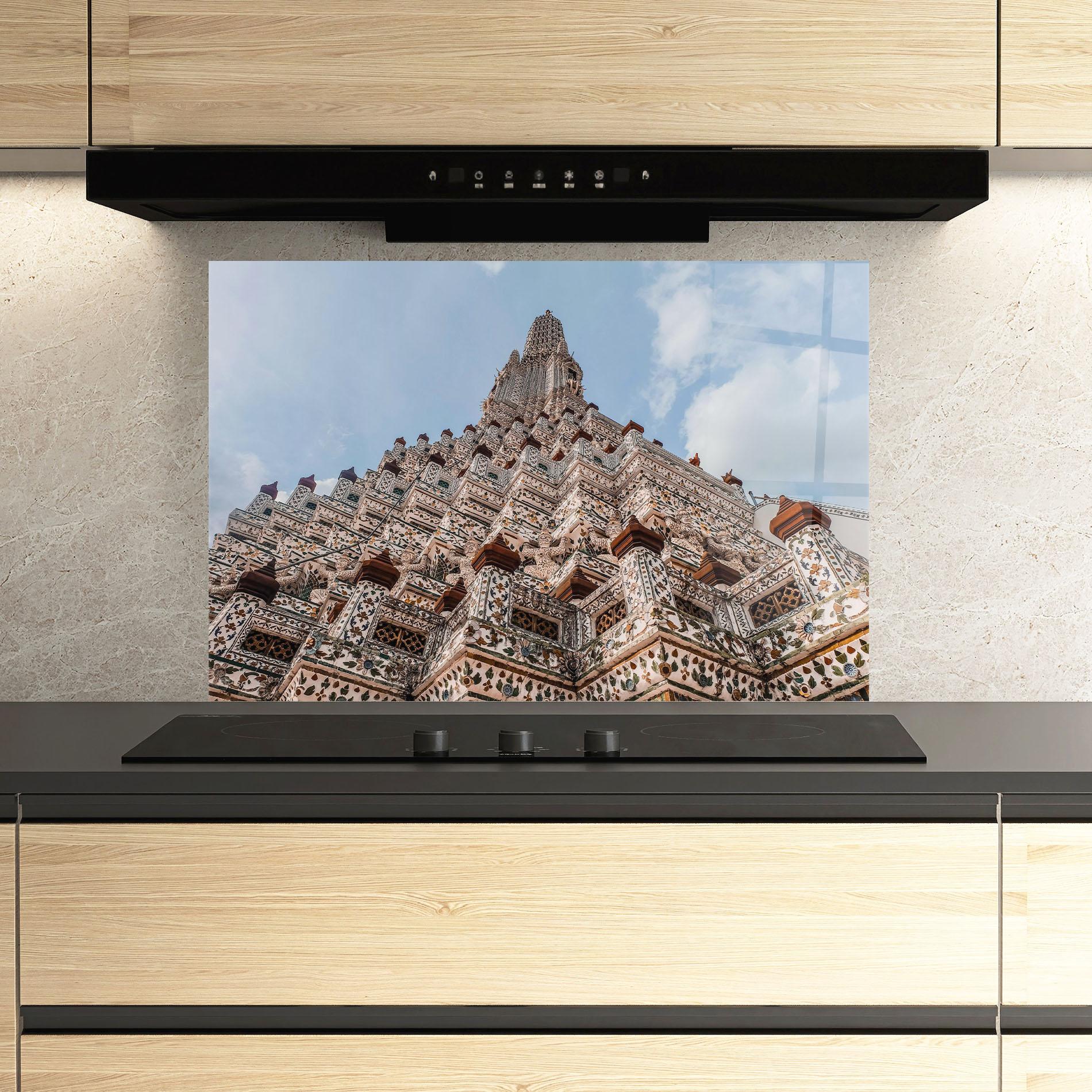 Küchenrückwand Glas Temple Of Dawn mockup 3