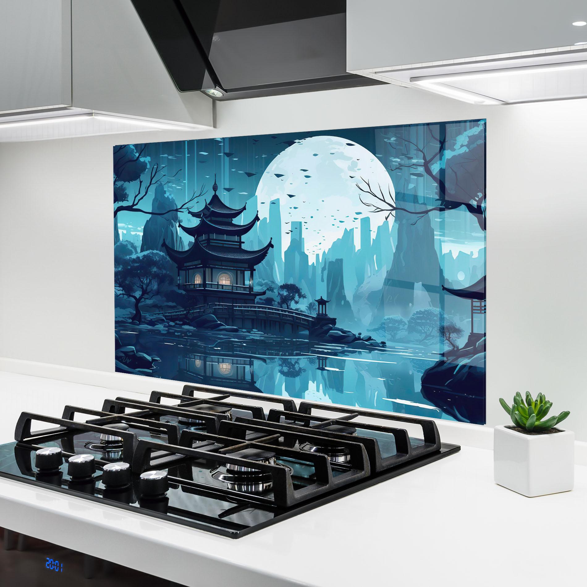 Küchenrückwand Glas Chinese Cartoon mockup 6
