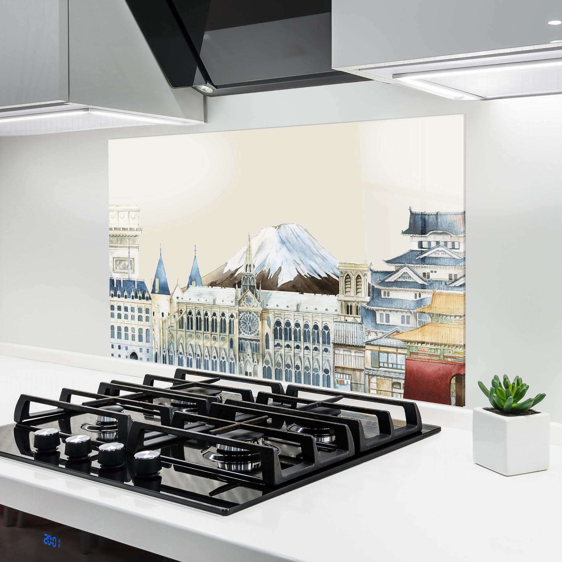 Küchenrückwand Glas City Mix mockup 6