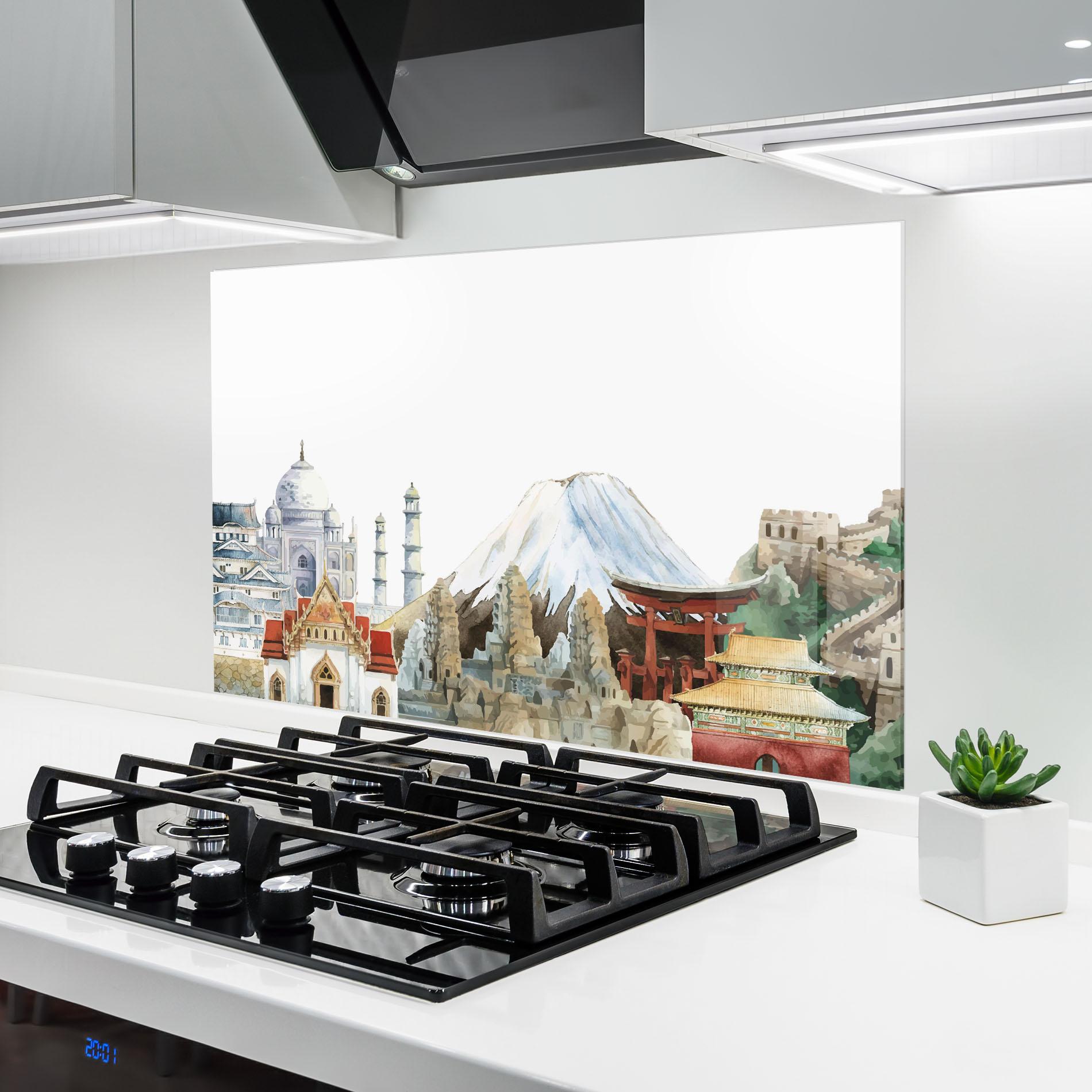 Küchenrückwand Glas City View Mix mockup 6