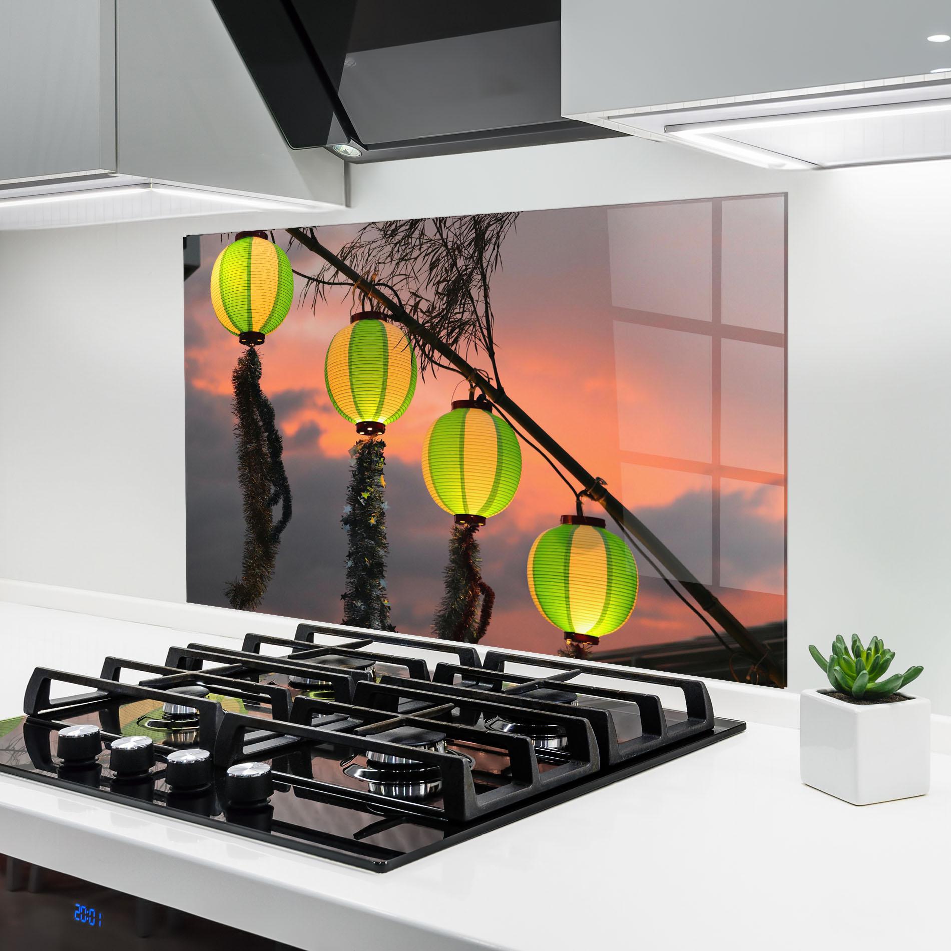 Küchenrückwand Glas Green Lights mockup 6