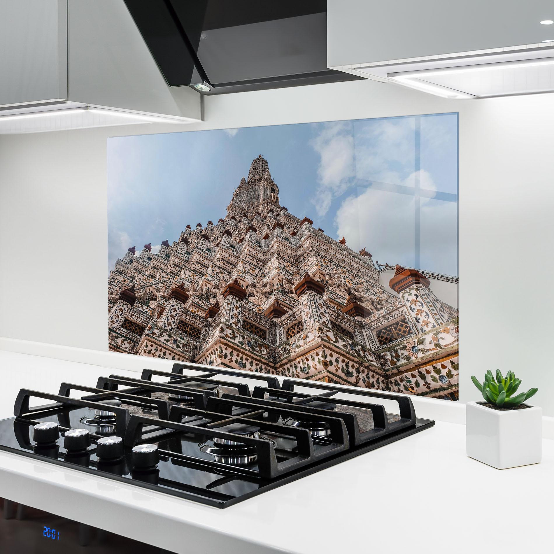 Küchenrückwand Glas Temple Of Dawn mockup 6