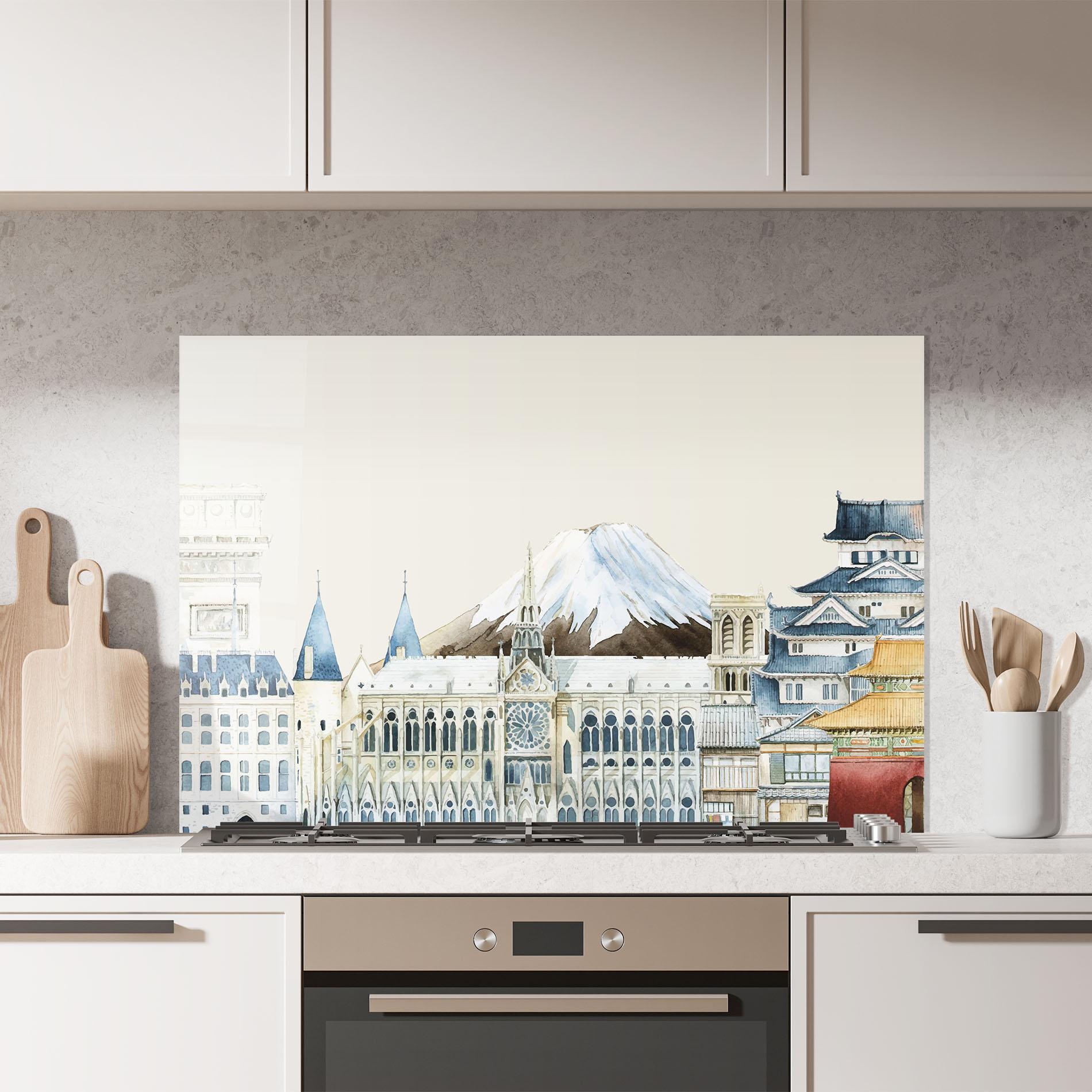 Küchenrückwand Glas City Mix mockup 7