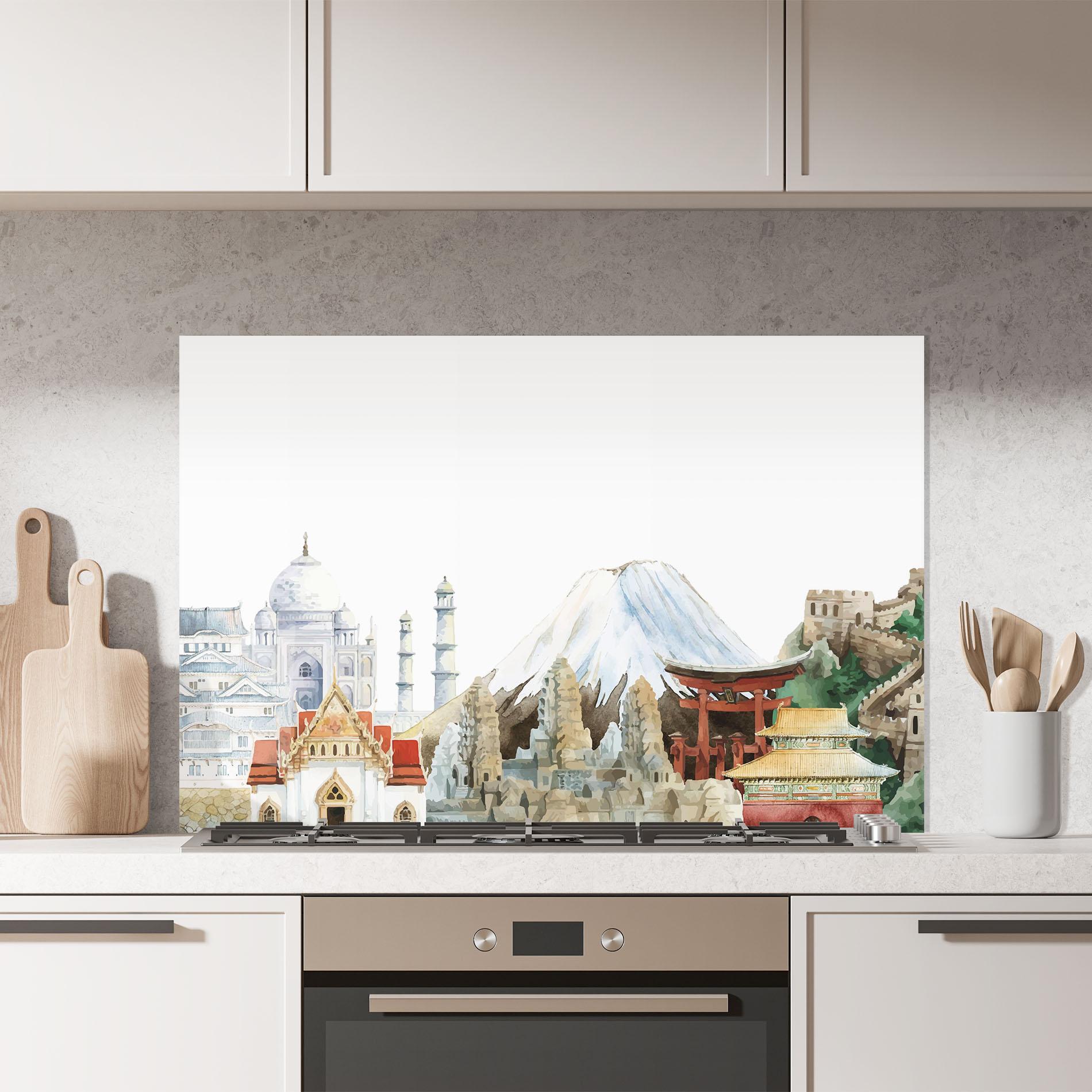 Küchenrückwand Glas City View Mix mockup 7