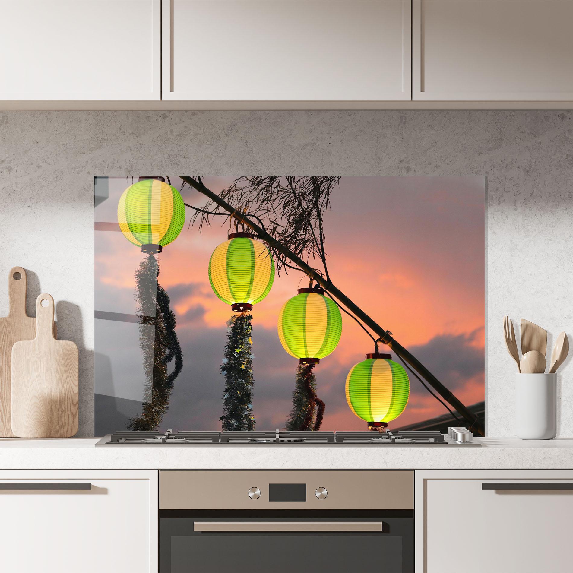 Küchenrückwand Glas Green Lights mockup 7