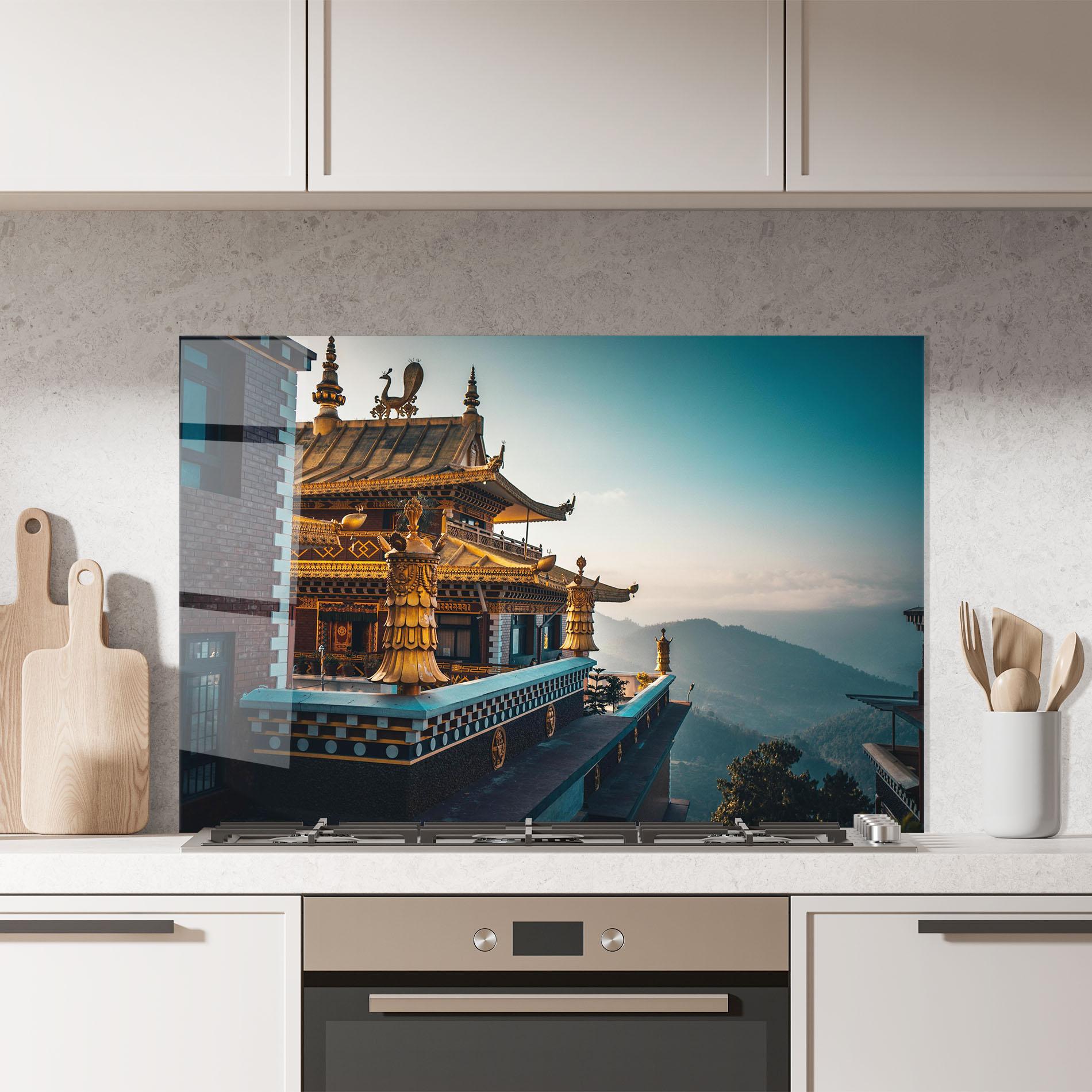 Küchenrückwand Glas Namo Buddha mockup 7
