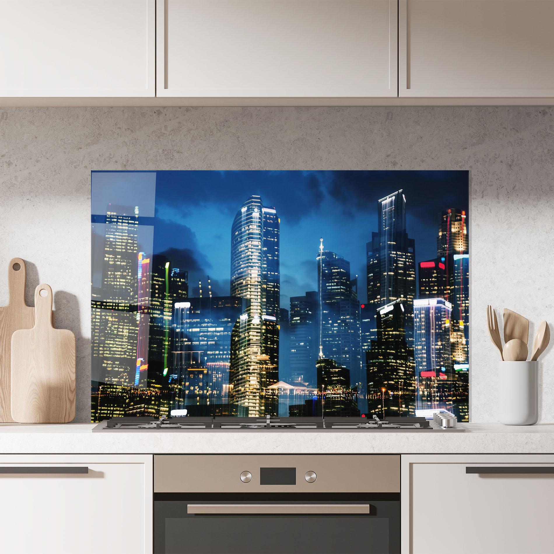 Küchenrückwand Glas Singapore Night mockup 7