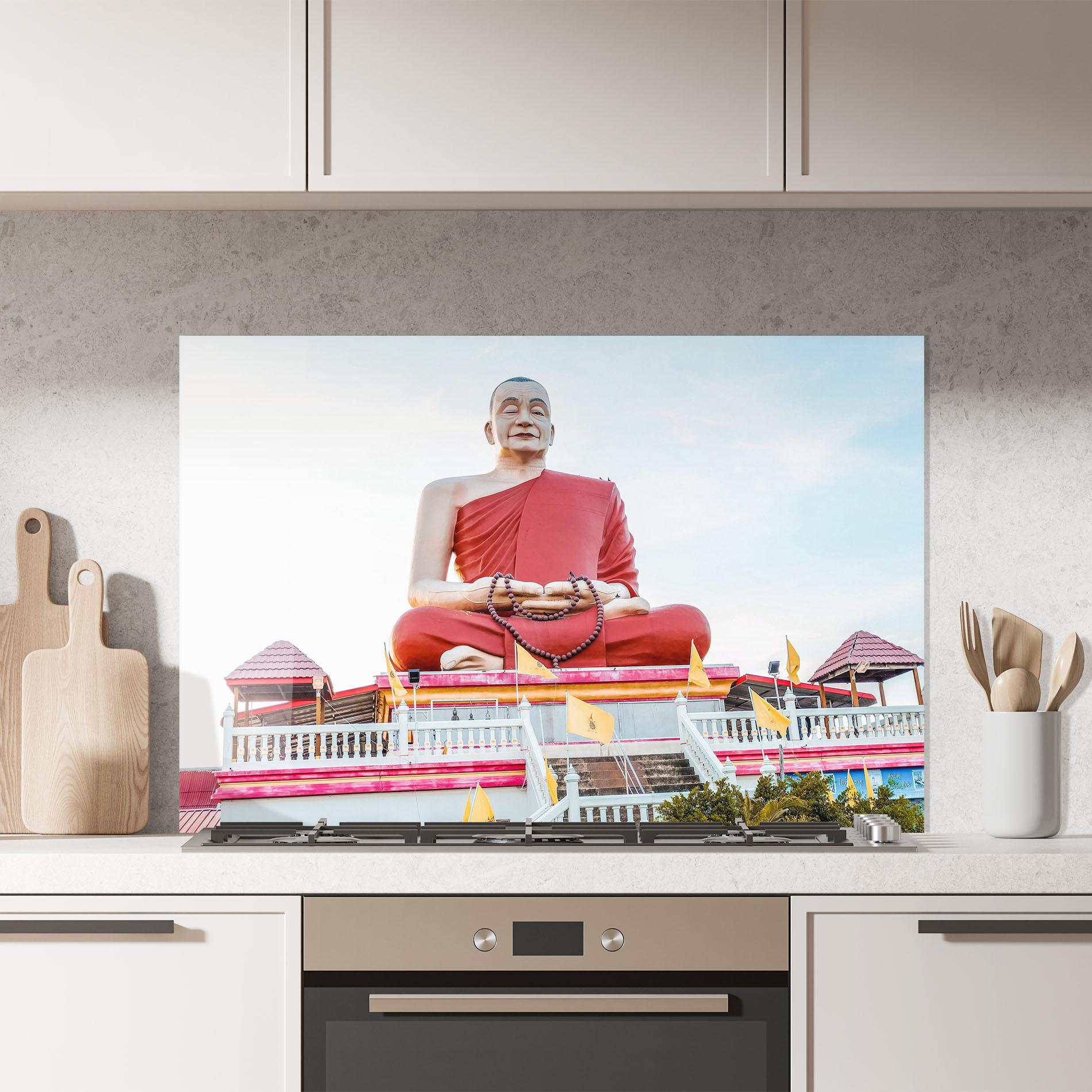 Küchenrückwand Glas Statue Ghana Devi mockup 7