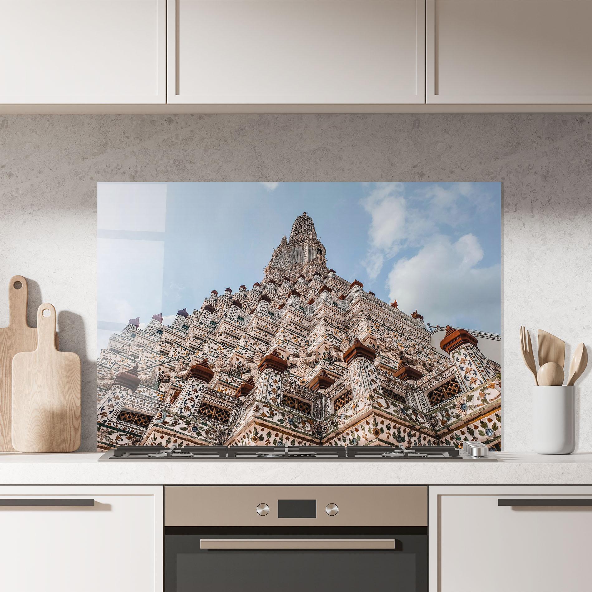 Küchenrückwand Glas Temple Of Dawn mockup 7