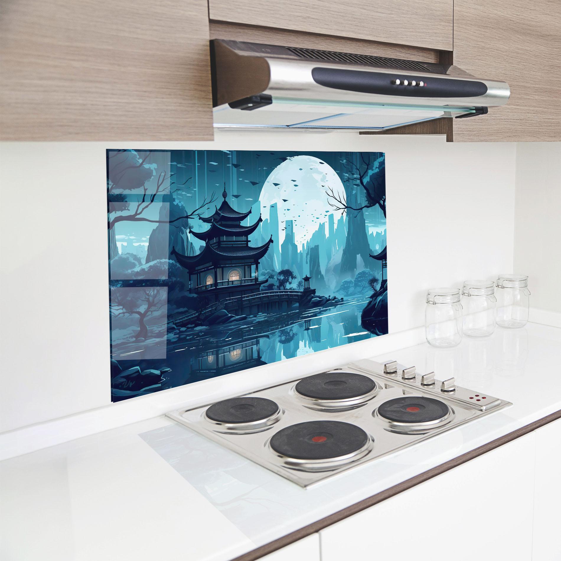 Küchenrückwand Glas Chinese Cartoon mockup 8