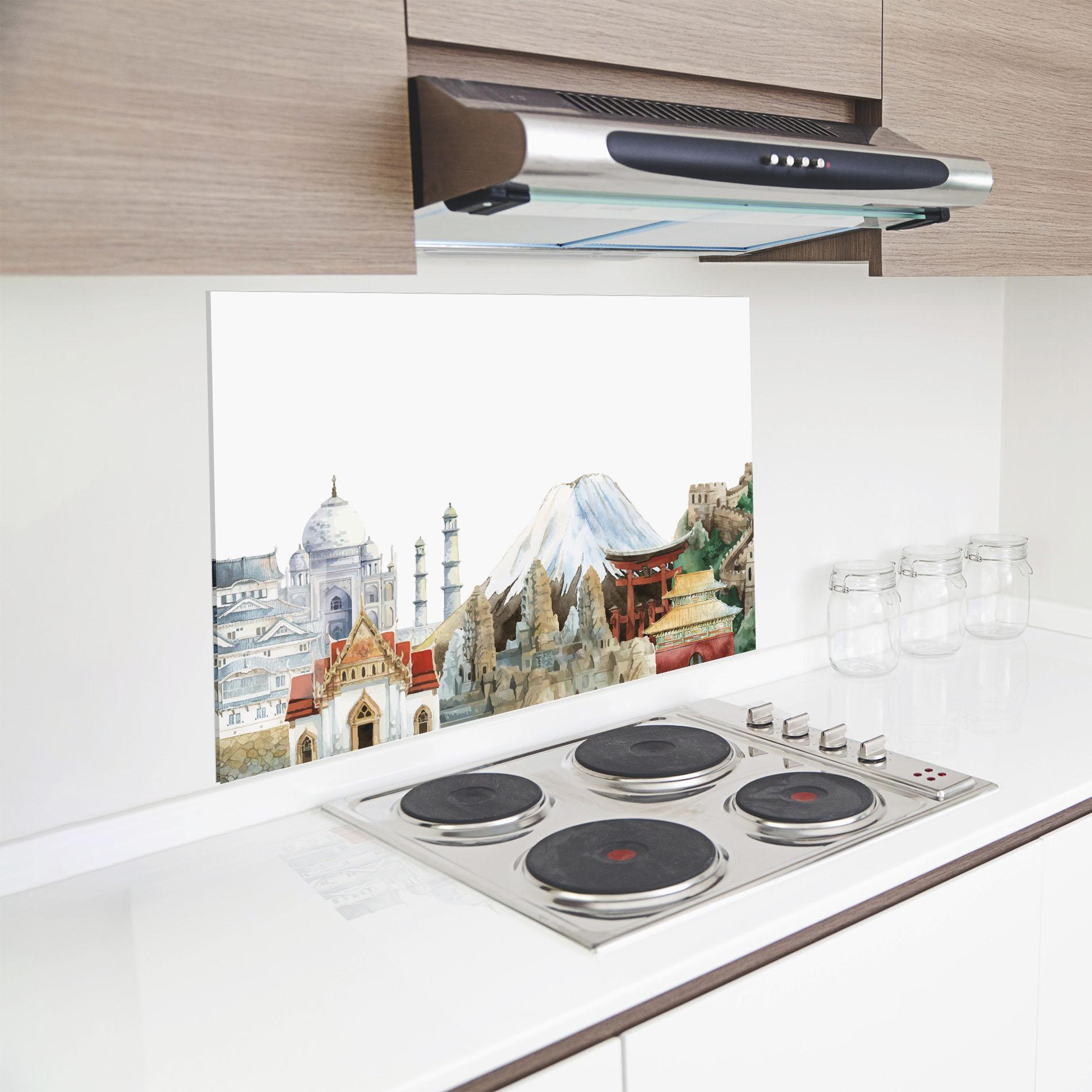 Küchenrückwand Glas City View Mix mockup 8