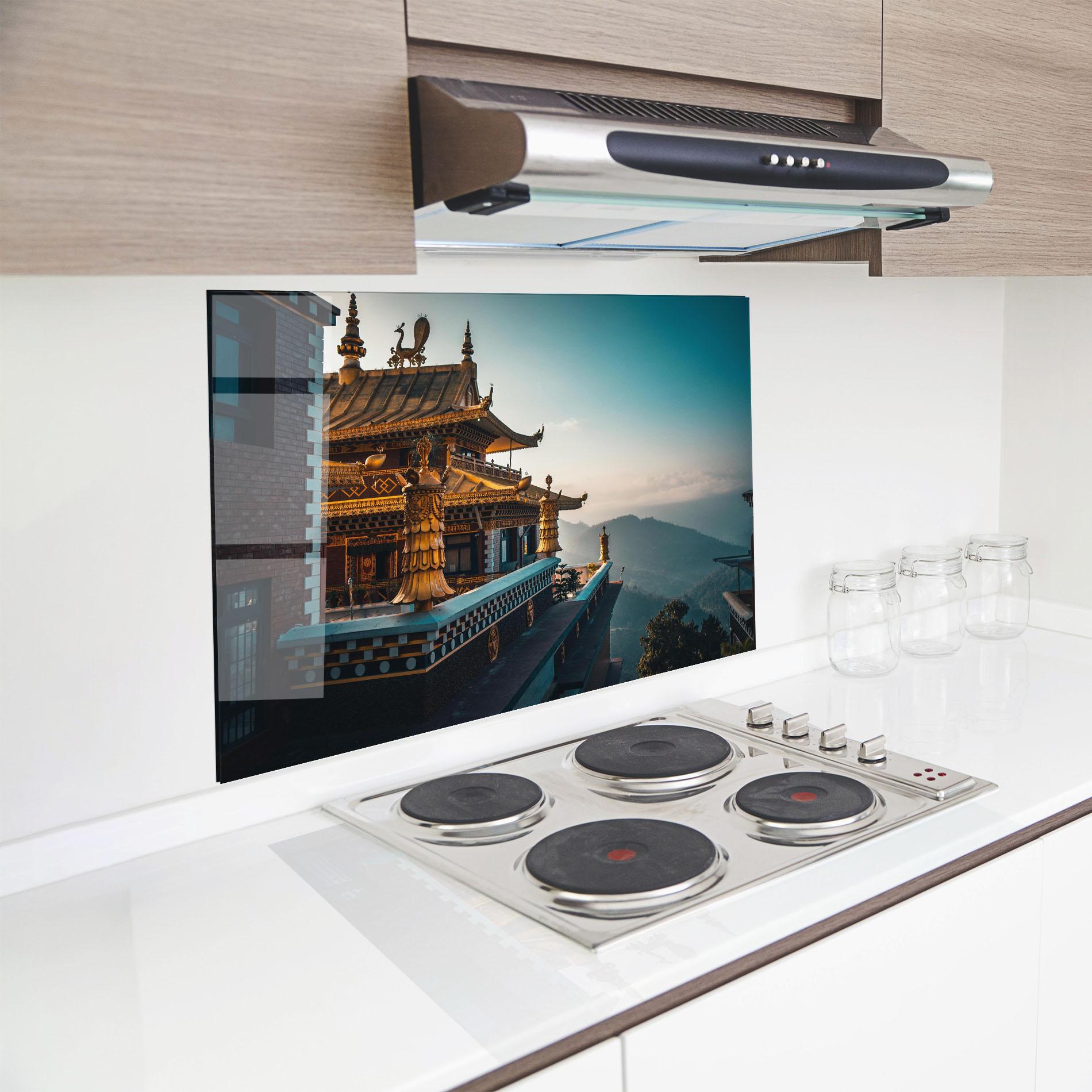 Küchenrückwand Glas Namo Buddha mockup 8