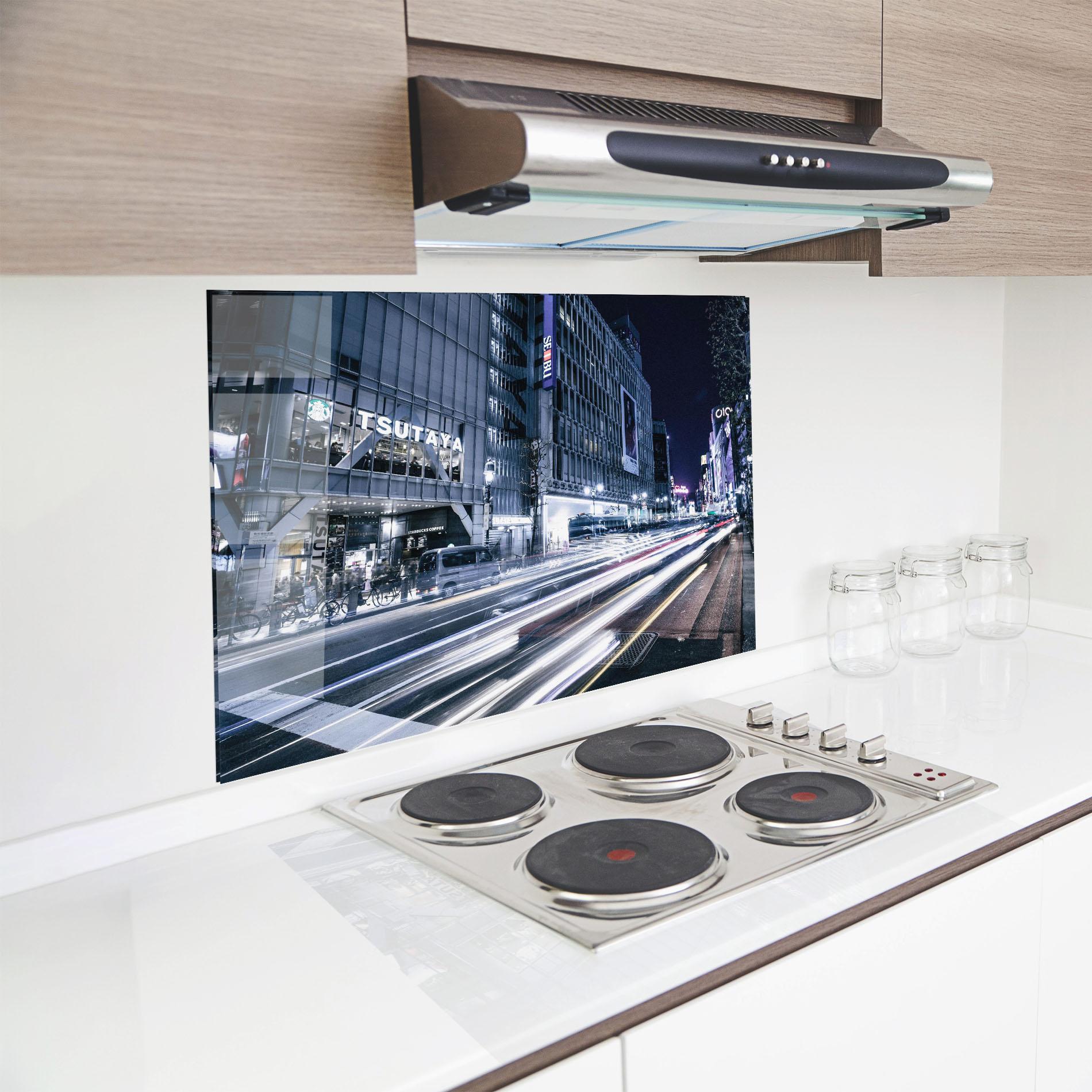 Küchenrückwand Glas Road Traffic mockup 8