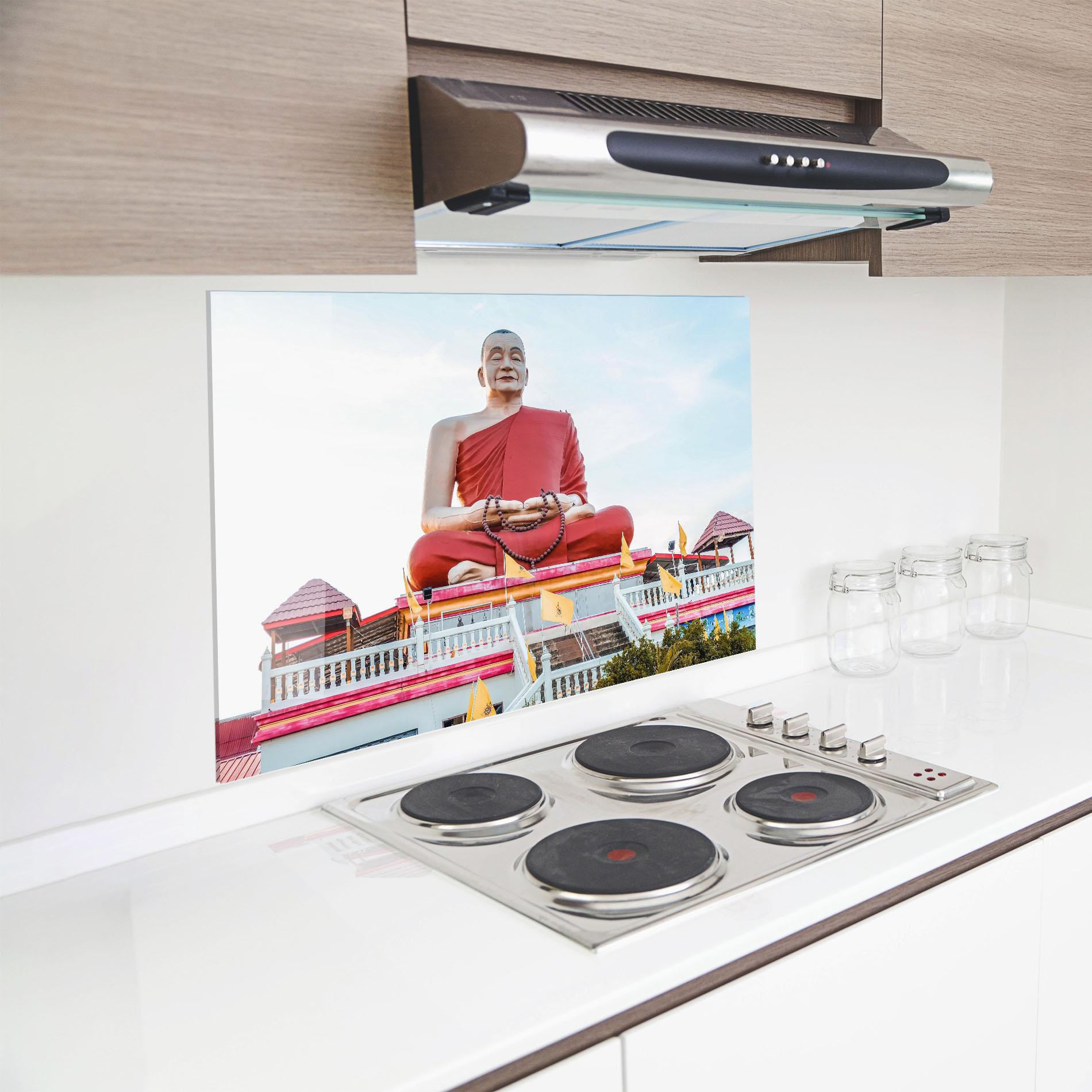 Küchenrückwand Glas Statue Ghana Devi mockup 8