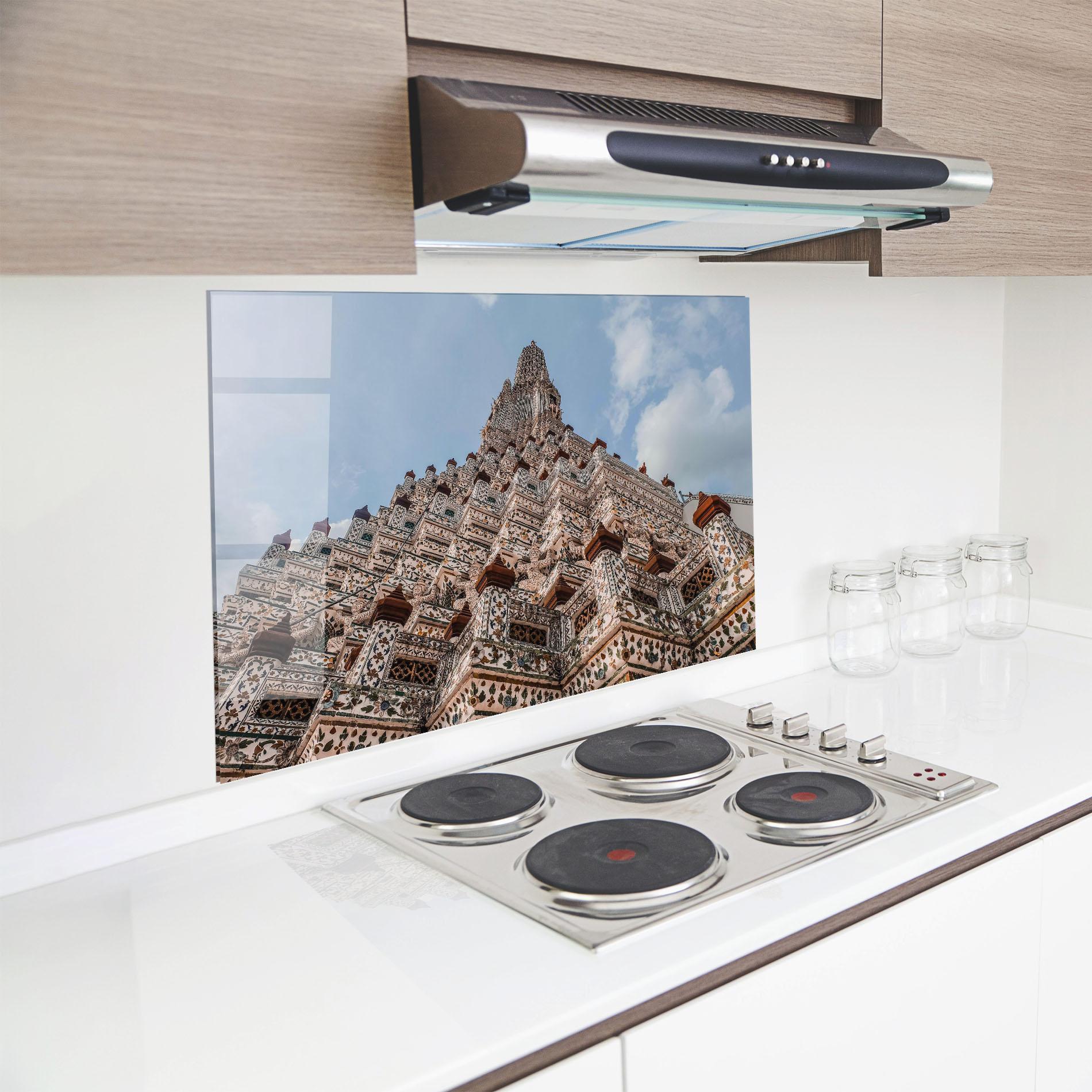 Küchenrückwand Glas Temple Of Dawn mockup 8