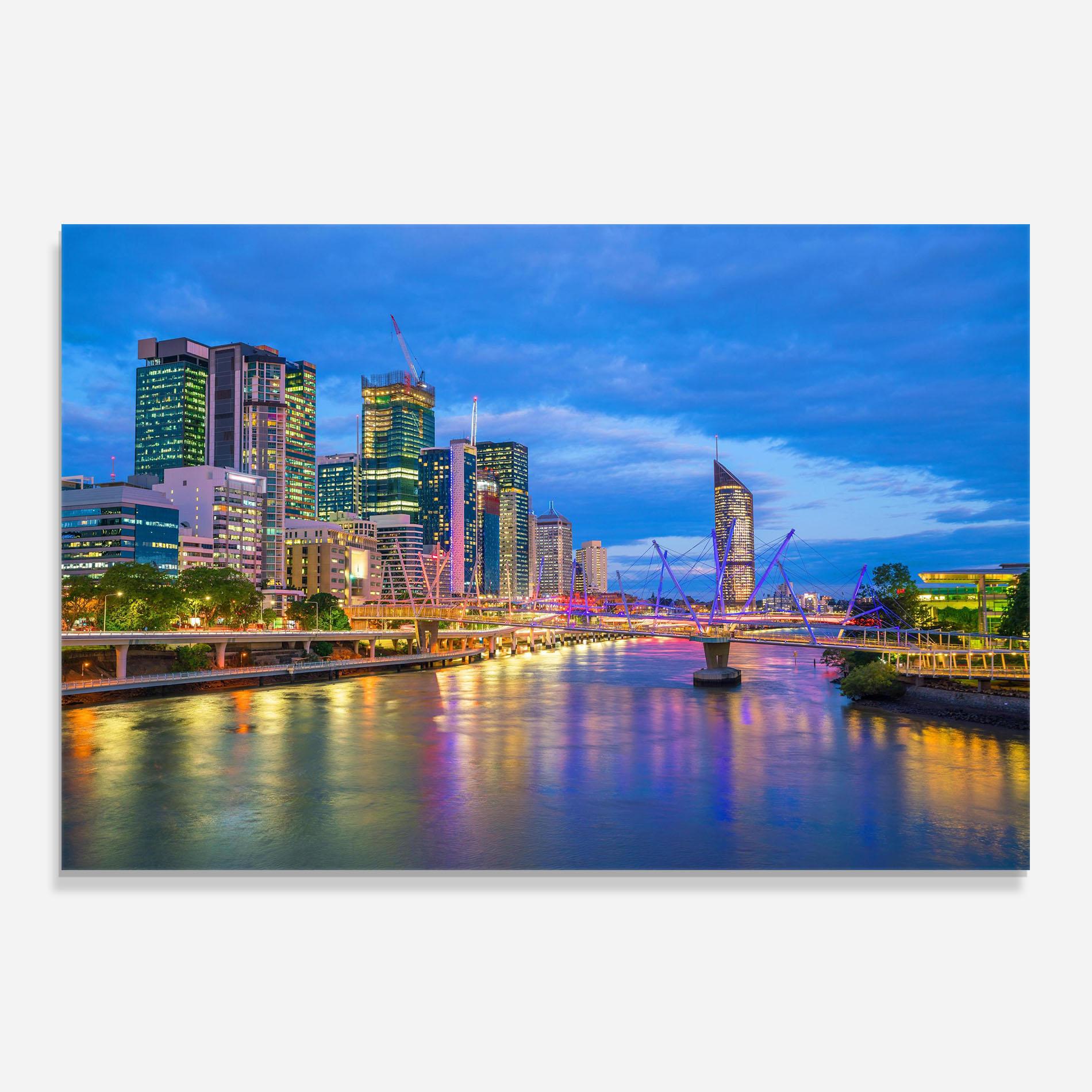 Küchenrückwand Glas Brisbane Skyline View mockup 0