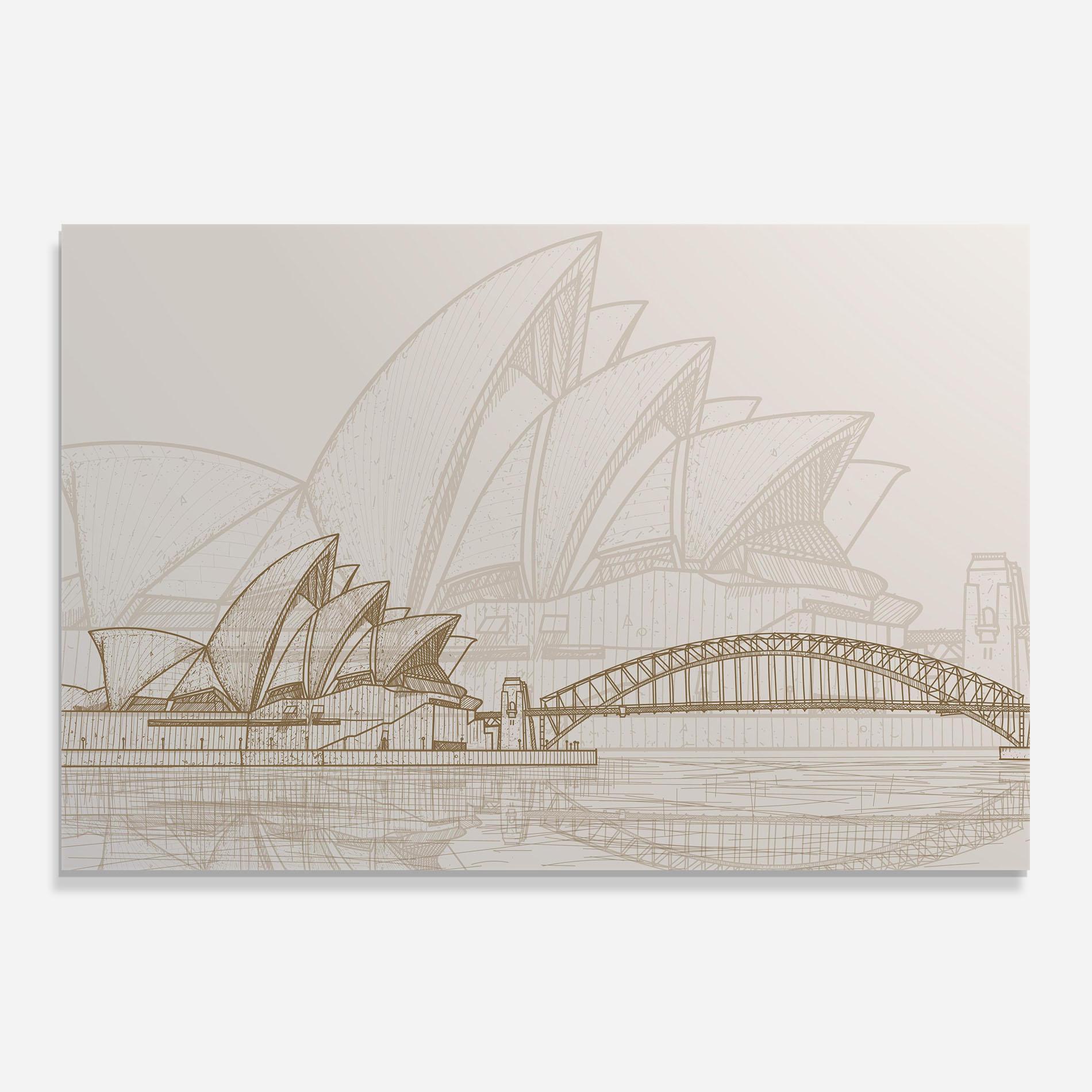 Küchenrückwand Glas Brown Opera House mockup 0